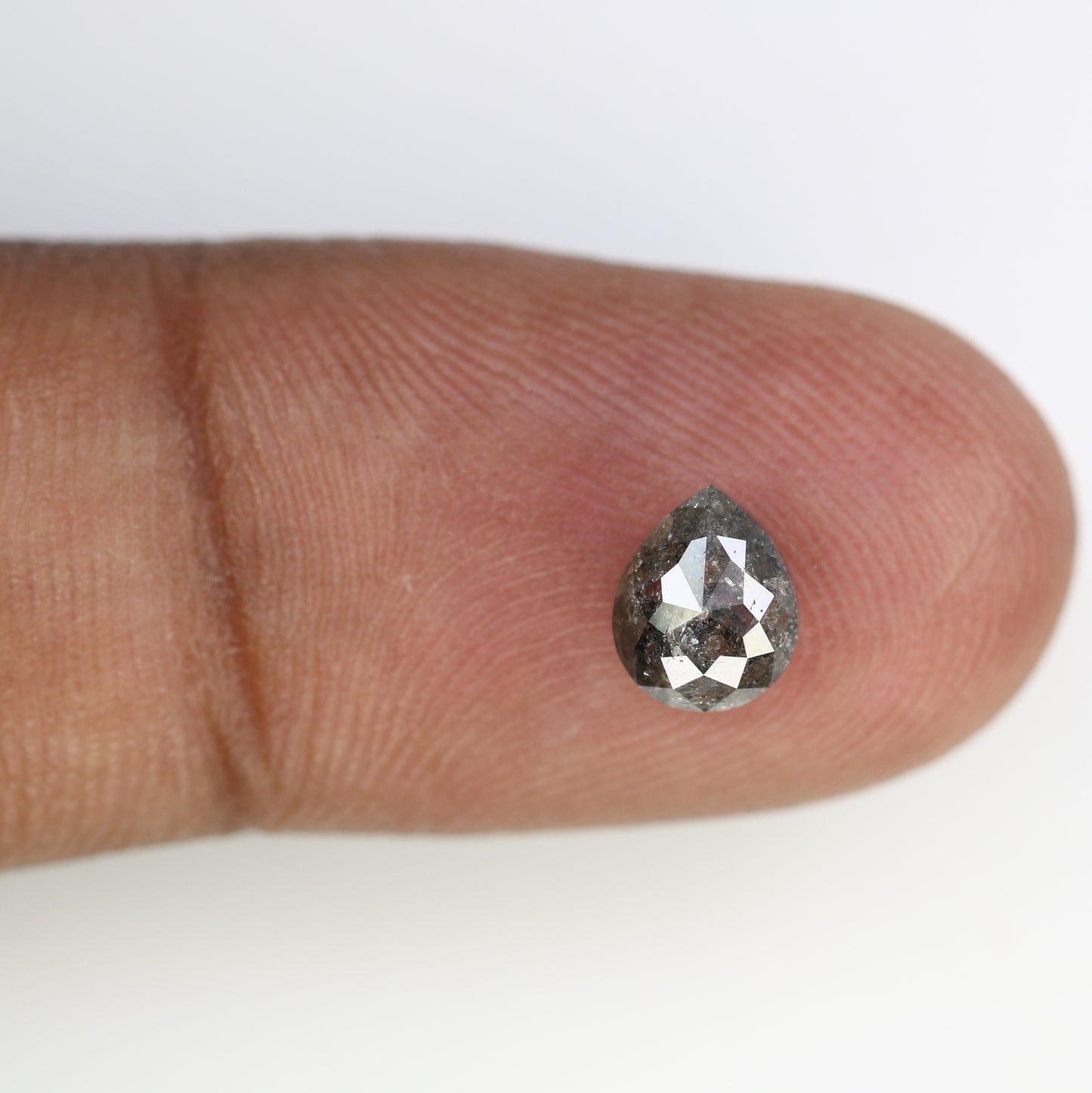 1.08 CT 6.90 MM Pear Shape Salt And Pepper Diamond For Engagement Ring - JayKrishna Diamond