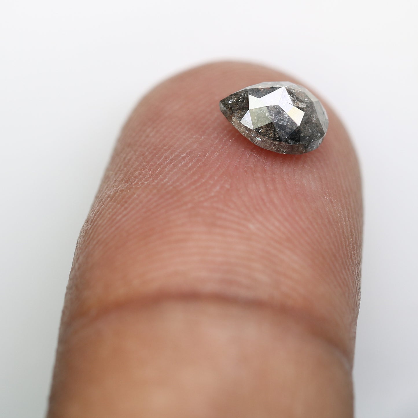 1.08 CT 6.90 MM Pear Shape Salt And Pepper Diamond For Engagement Ring - JayKrishna Diamond