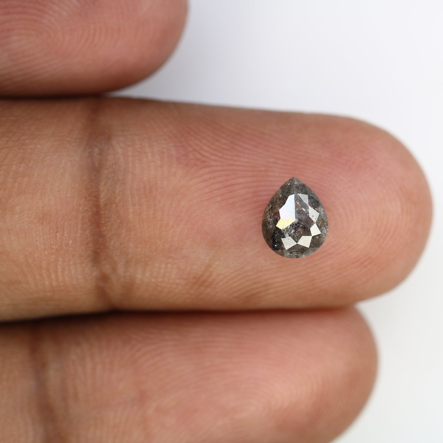 1.08 CT 6.90 MM Pear Shape Salt And Pepper Diamond For Engagement Ring - JayKrishna Diamond