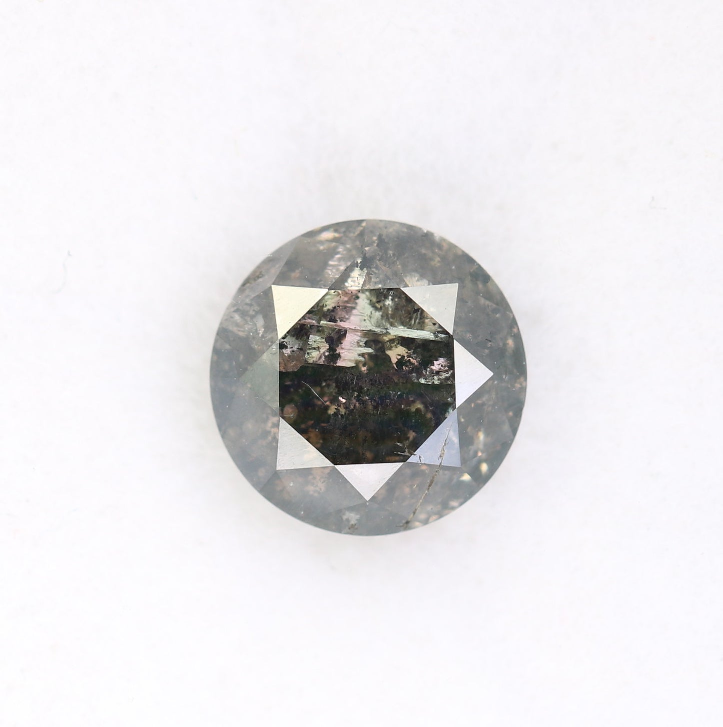2.09 CT Loose Round Brilliant Cut Salt And Pepper Diamond For Galaxy Ring - JayKrishna Diamond