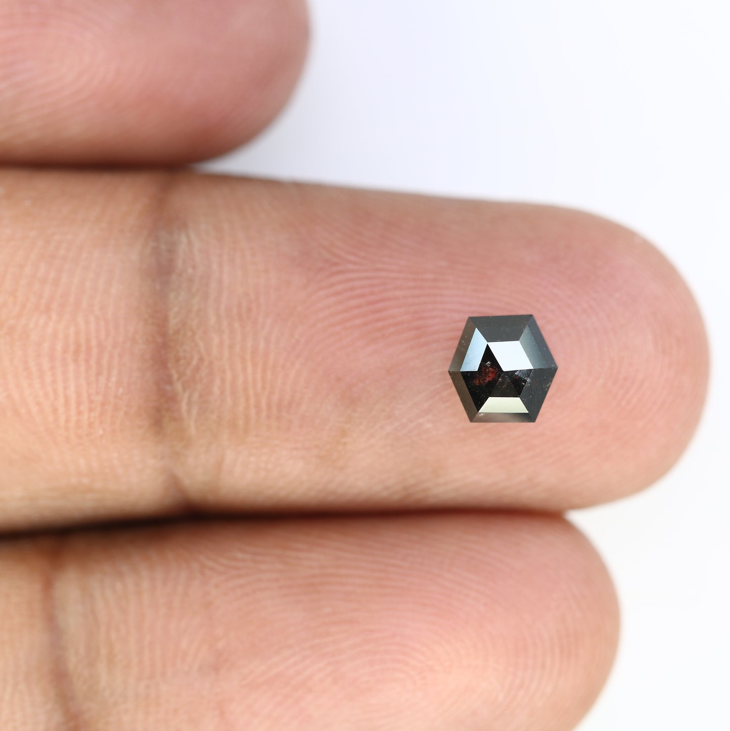 1.11 CT Loose Salt And Pepper Hexagon Cut 5.60 MM Diamond For Wedding Ring - JayKrishna Diamond