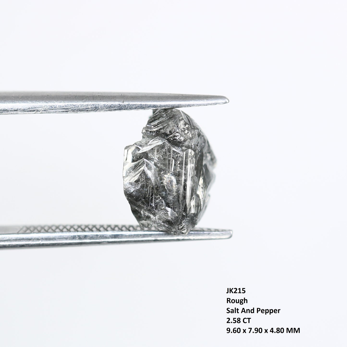2.58 CT Rough Raw Uncut Salt And Pepper Diamond For Engagement Ring - JayKrishna Diamond