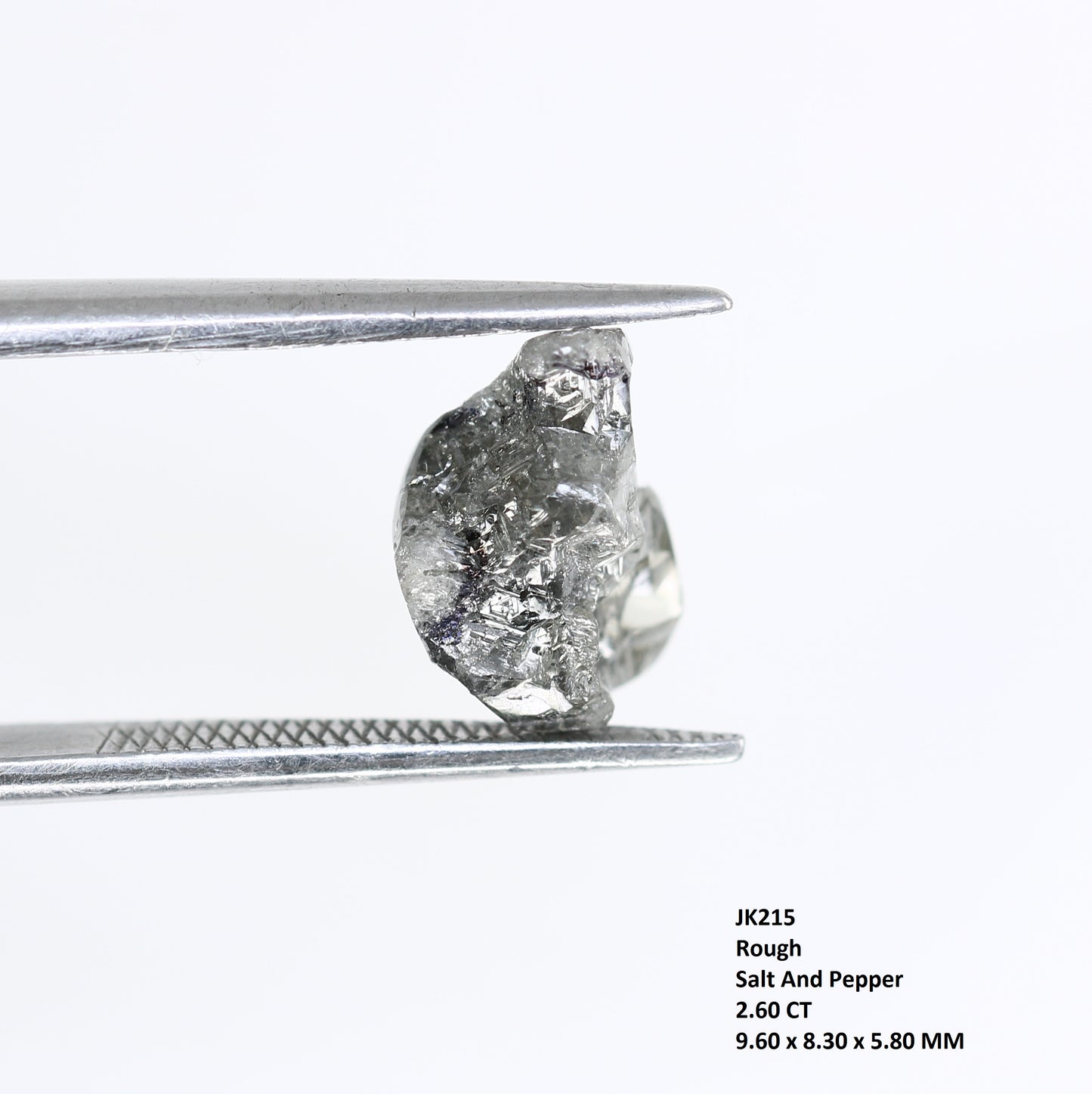 2.60 CT Uncut Rough Raw Salt And Pepper Diamond For Engagement Ring - JayKrishna Diamond