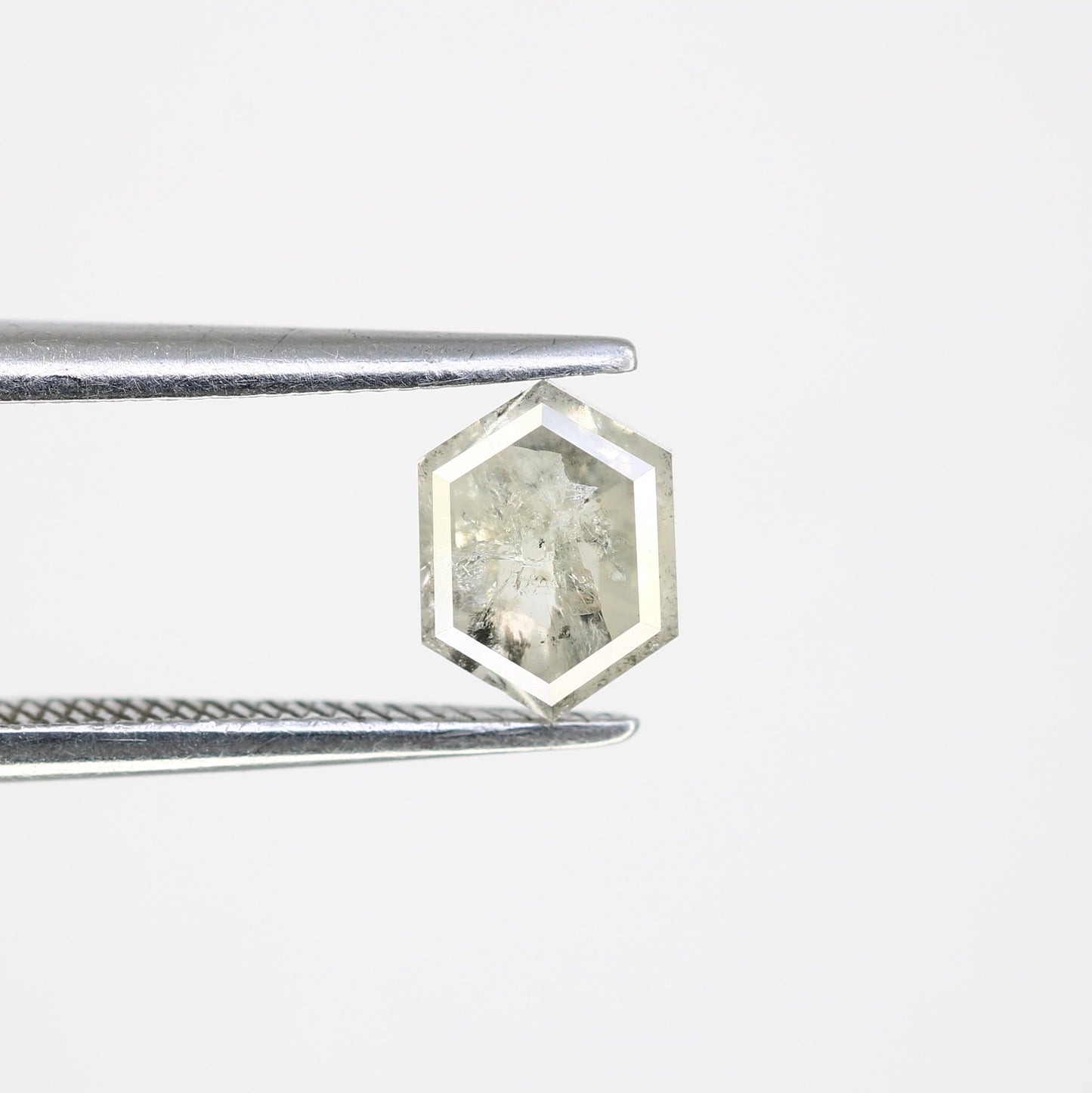 0.94 CT Salt And Pepper Elongated Hexagon Shape 6.50 MM Diamond For Engagement Ring - JayKrishna Diamond