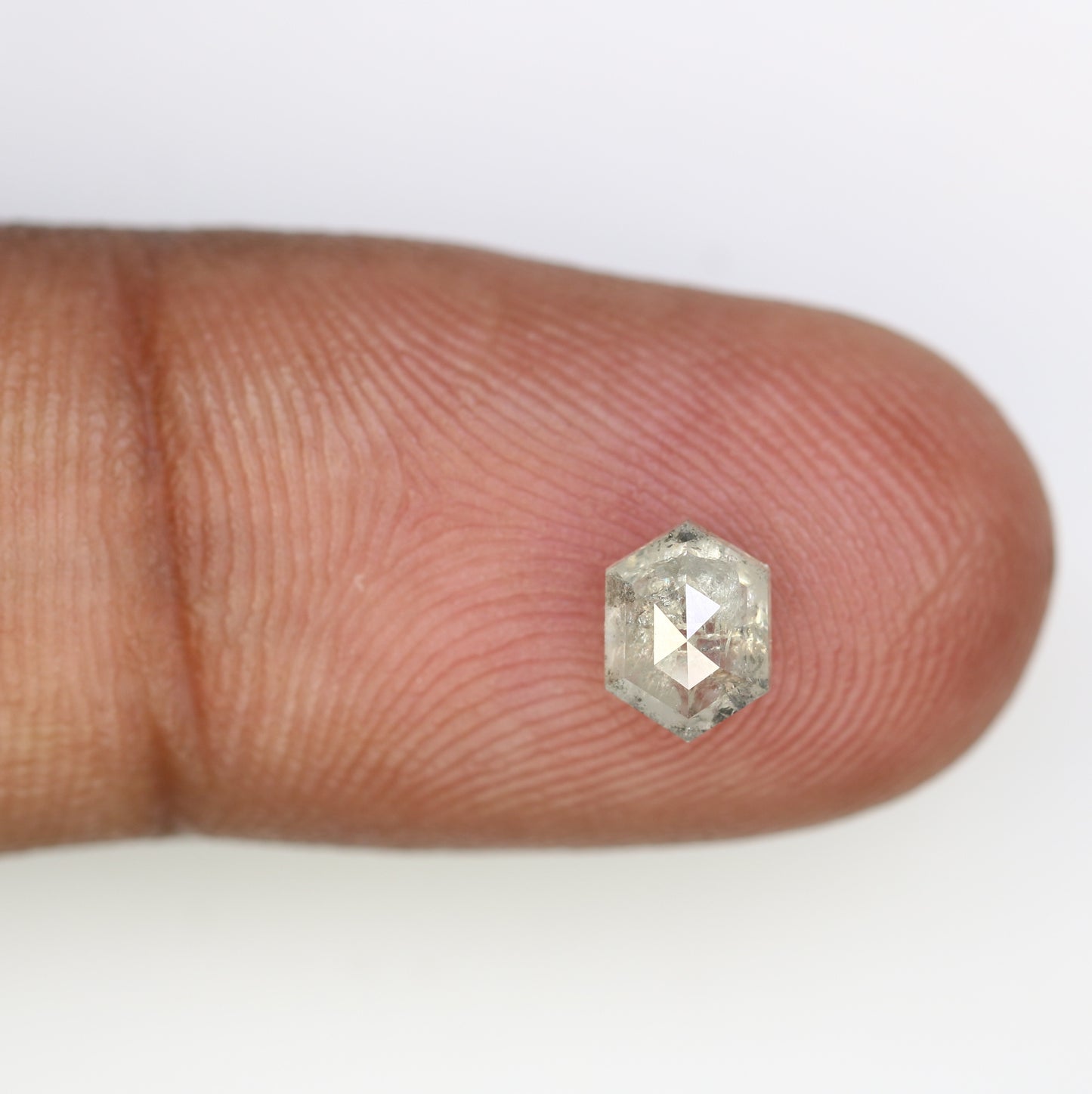 0.94 CT Salt And Pepper Elongated Hexagon Shape 6.50 MM Diamond For Engagement Ring - JayKrishna Diamond