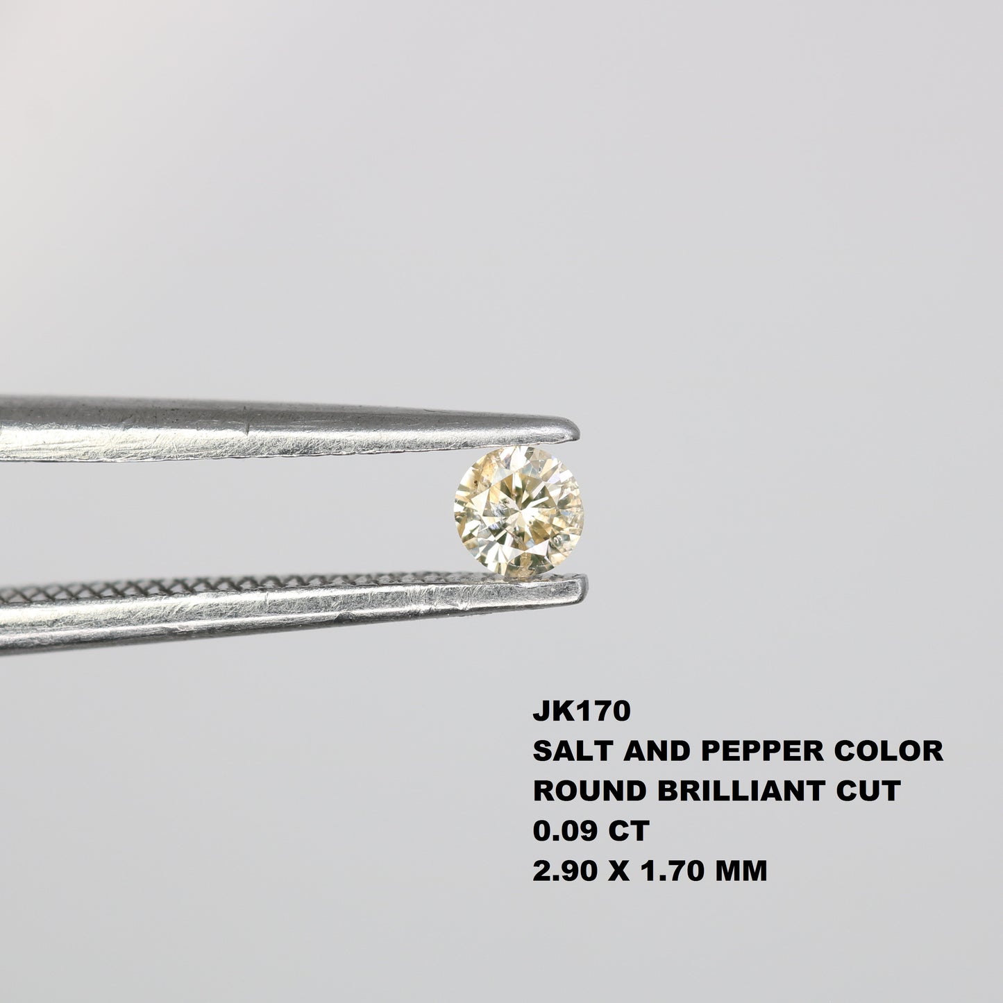0.09 CT Natural Light Yellow Round Brilliant Cut Salt and Pepper Diamond for Custom Engagement Rings & Unique Jewelry - JayKrishna Diamond