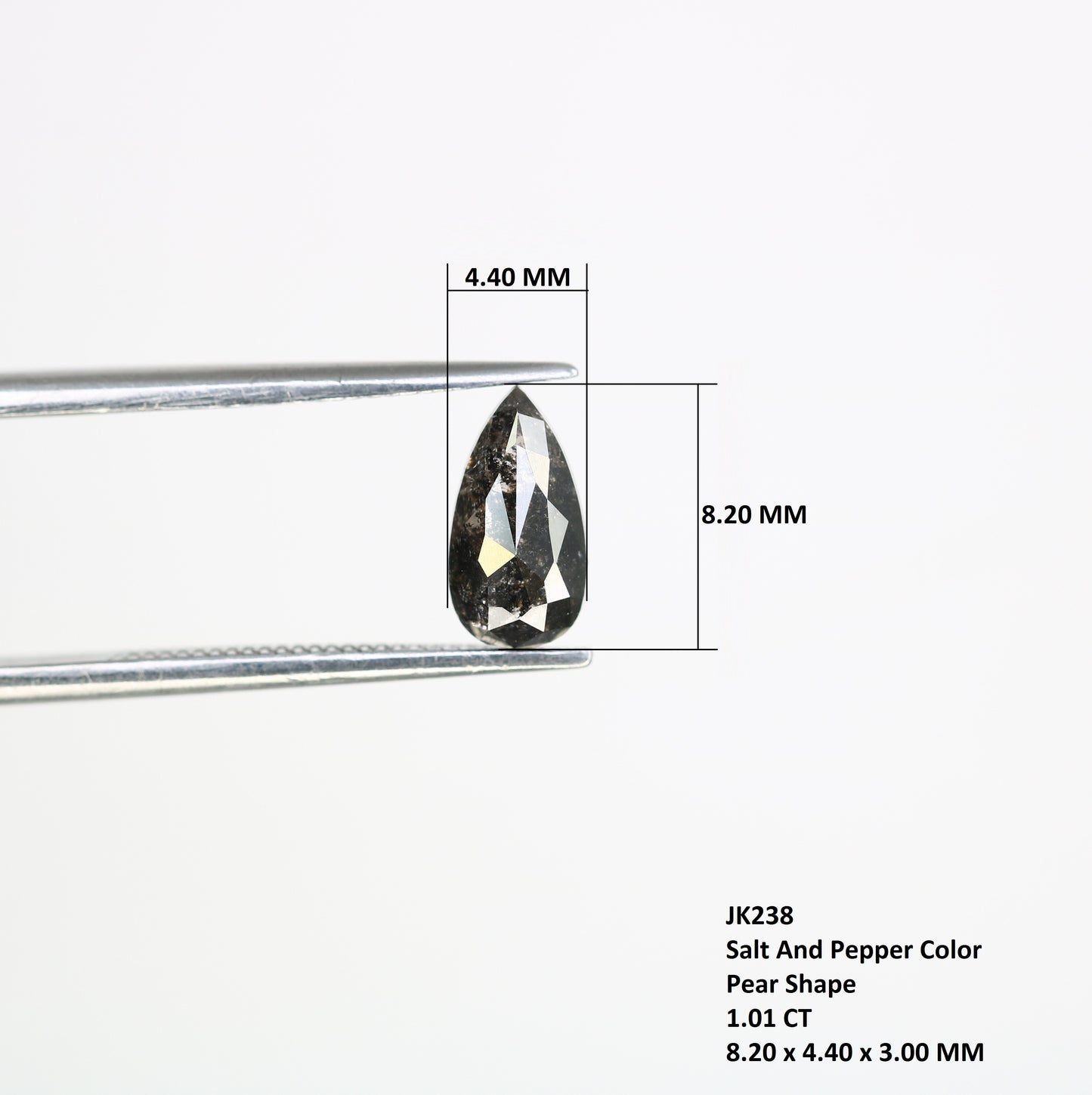 1.01 CT 8.20 MM Salt And Pepper Pear Shape Loose Diamond For Wedding Ring - JayKrishna Diamond