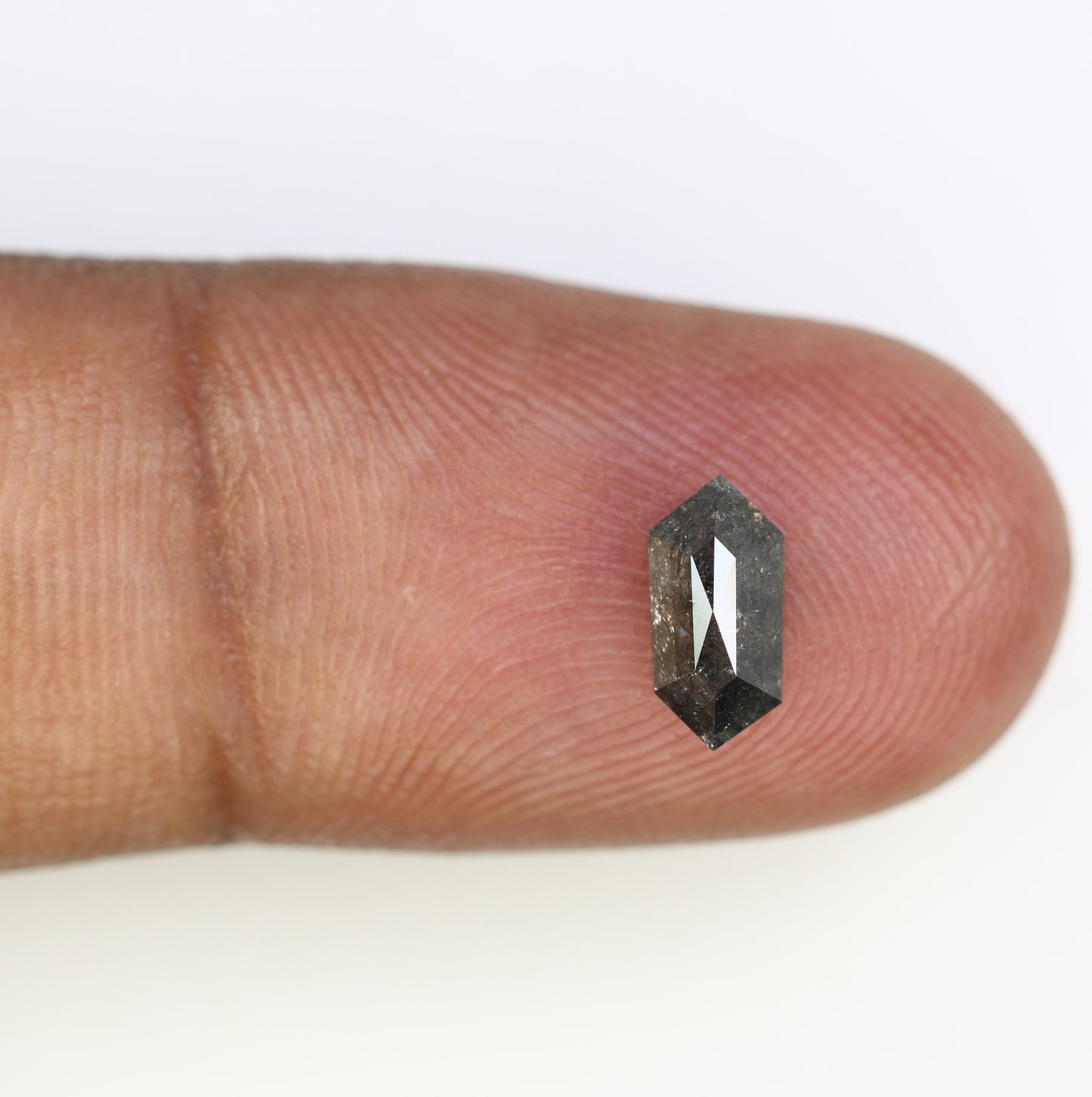 1.01 CT Elongated Hexagon Shape Salt And Pepper 8.50 MM Diamond For Engagement Ring - JayKrishna Diamond
