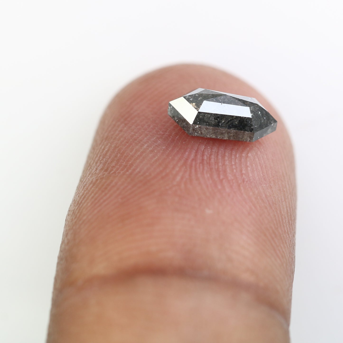 1.01 CT Elongated Hexagon Shape Salt And Pepper 8.50 MM Diamond For Engagement Ring - JayKrishna Diamond
