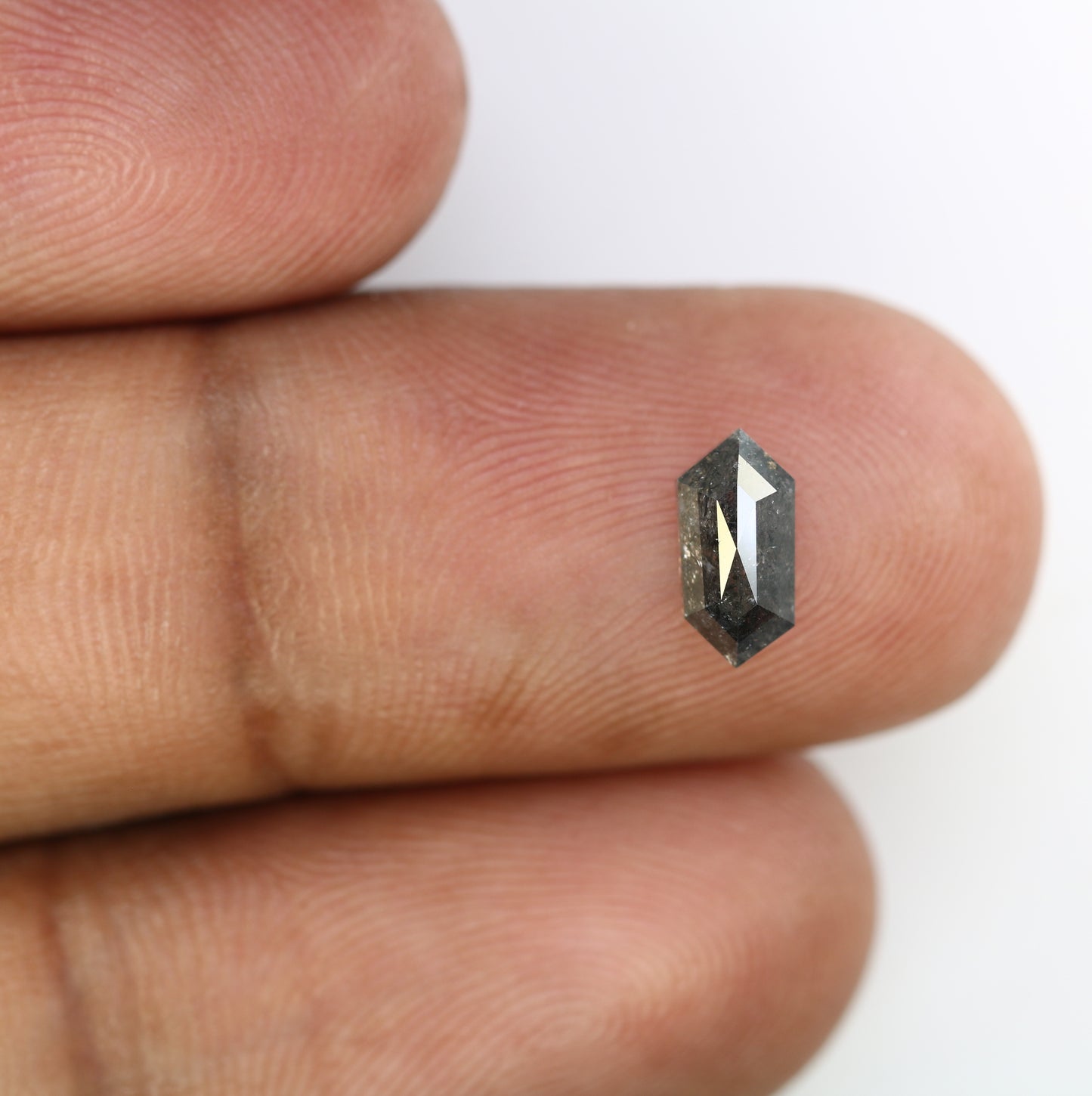 1.01 CT Elongated Hexagon Shape Salt And Pepper 8.50 MM Diamond For Engagement Ring - JayKrishna Diamond