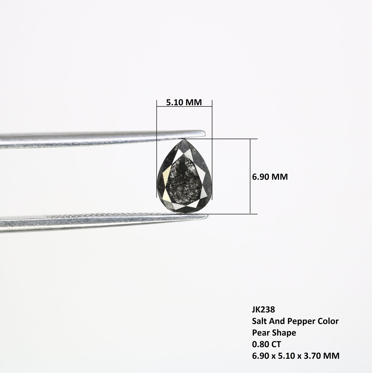 0.80 CT Pear Shape 6.90 MM Salt And Pepper Diamond For Engagement Ring - JayKrishna Diamond