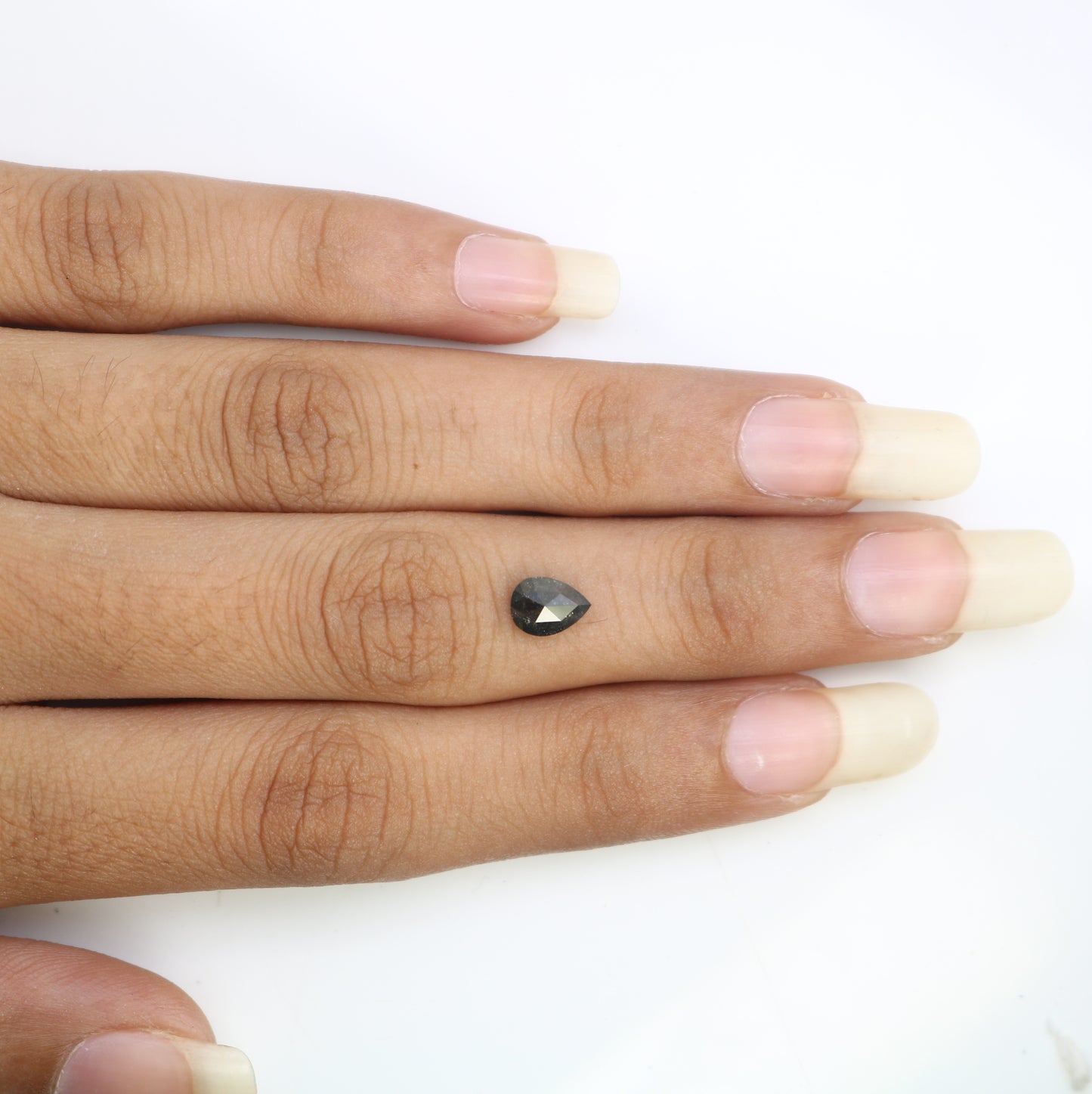 0.80 CT Pear Shape 6.90 MM Salt And Pepper Diamond For Engagement Ring - JayKrishna Diamond