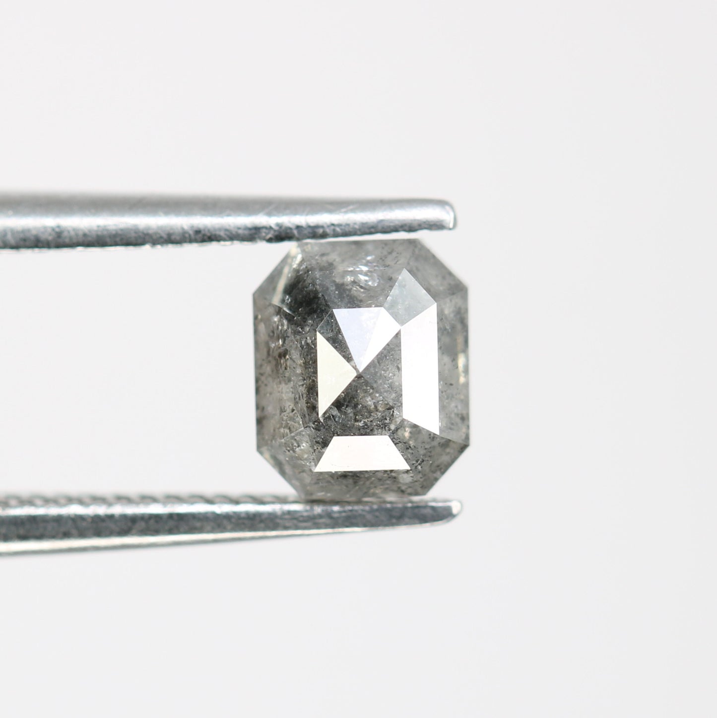 0.94 CT Emerald Shaped Natural Loose Salt And Pepper Diamond For Wedding Ring - JayKrishna Diamond