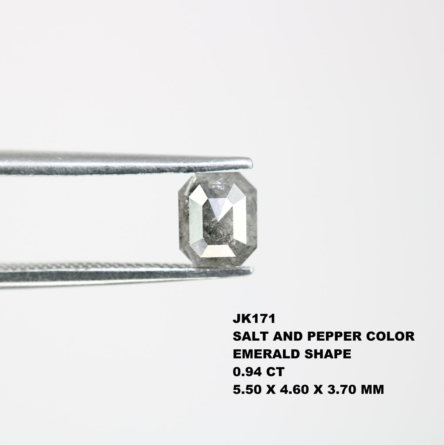 0.94 CT Emerald Shaped Natural Loose Salt And Pepper Diamond For Wedding Ring - JayKrishna Diamond