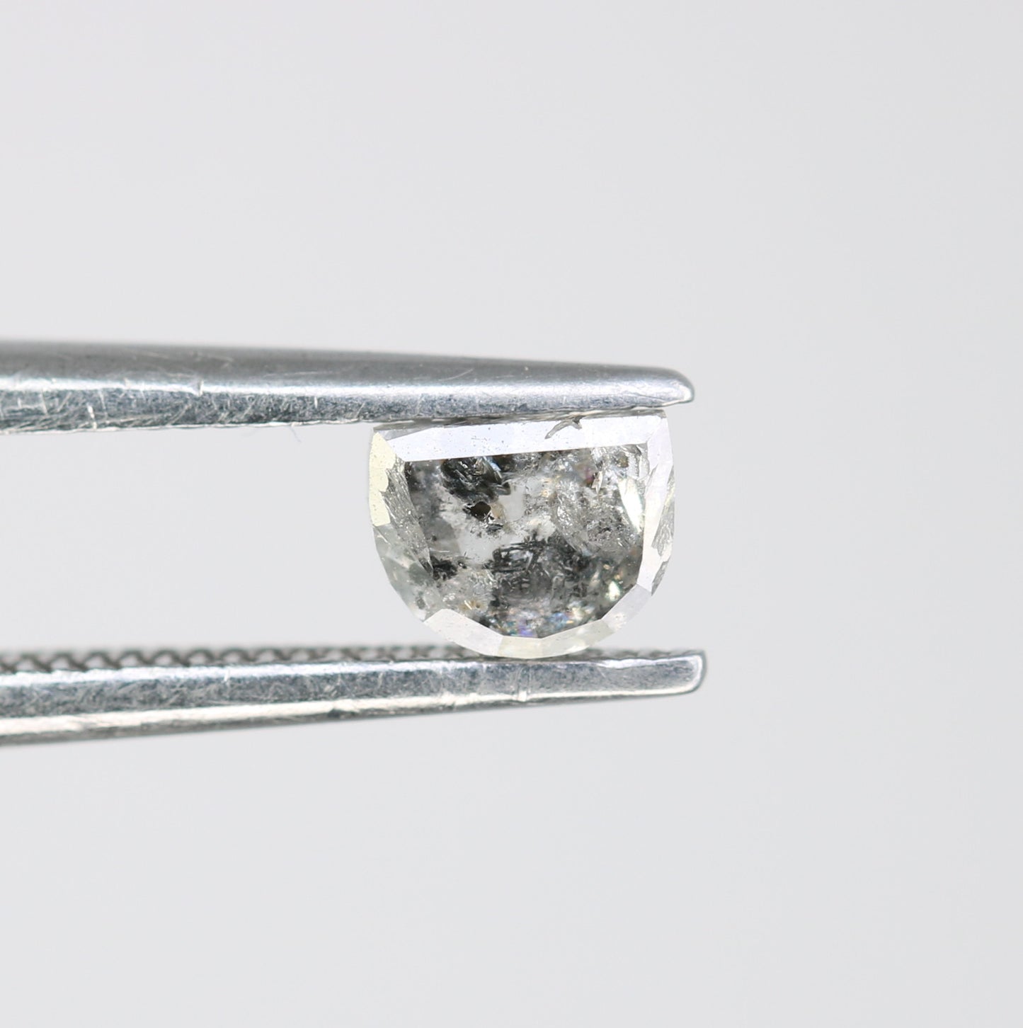 0.38 Carat Half Moon Shape Salt and Pepper Diamond | Loose Natural Gemstone for Custom Engagement Rings, Unique & Elegant Fine Jewelry - JayKrishna Diamond