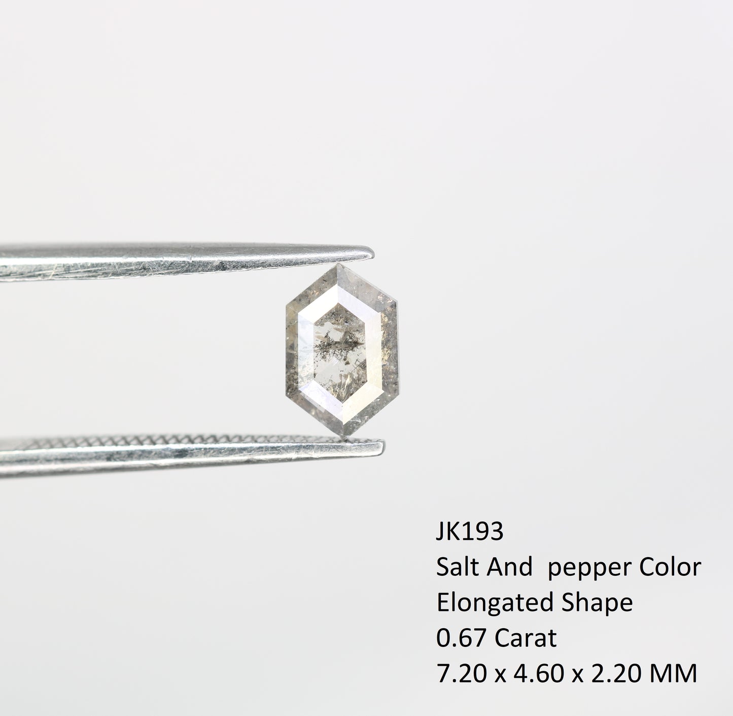 0.67 Carat Salt and Pepper Loose Elongated Hexagon Shaped Diamond for Galaxy Ring - Unique Gemstone for Celestial-Inspired Jewelry Creations - JayKrishna Diamond