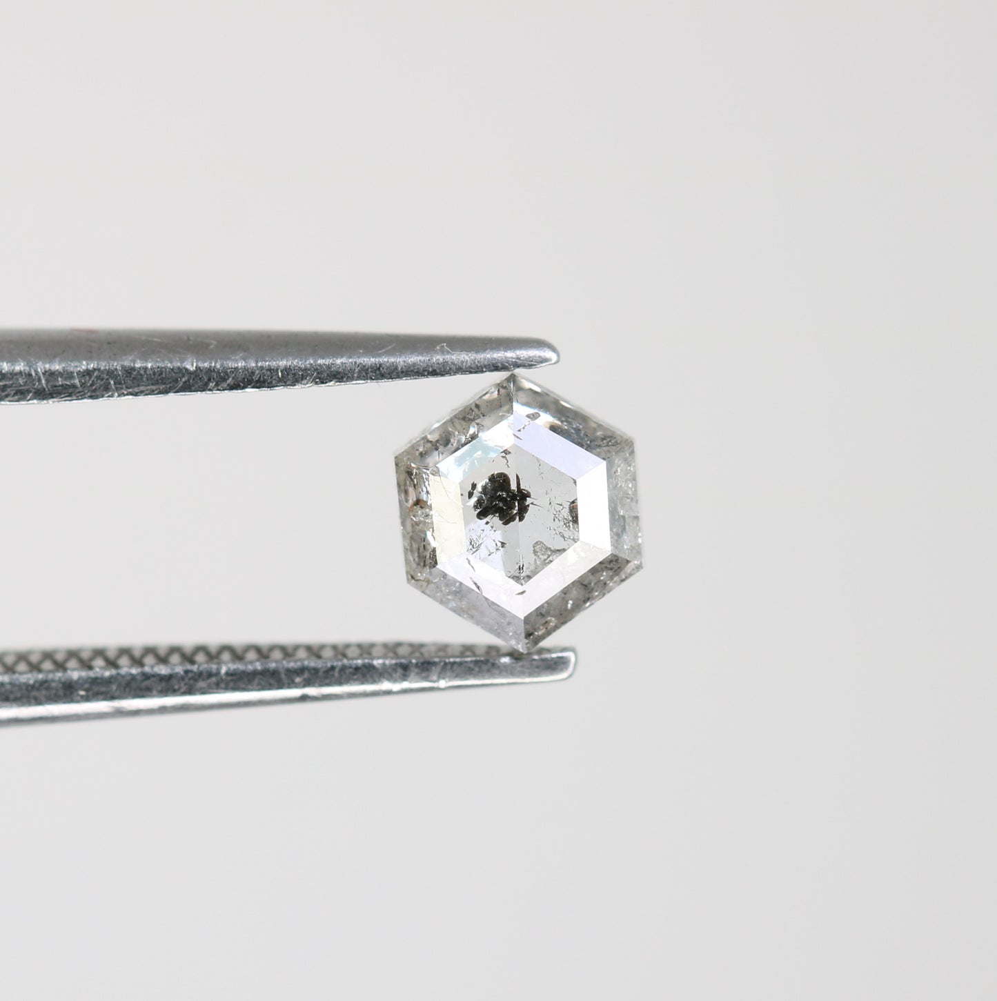 0.57 Carat Natural Hexagon Salt and Pepper Diamond – Elegant Loose Gem for Custom Wedding Rings - JayKrishna Diamond