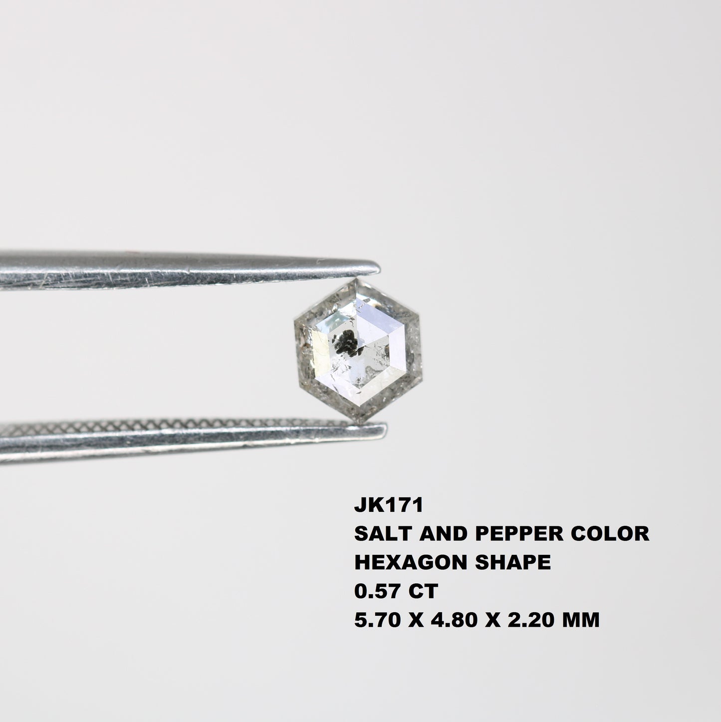 0.57 Carat Natural Hexagon Salt and Pepper Diamond – Elegant Loose Gem for Custom Wedding Rings - JayKrishna Diamond