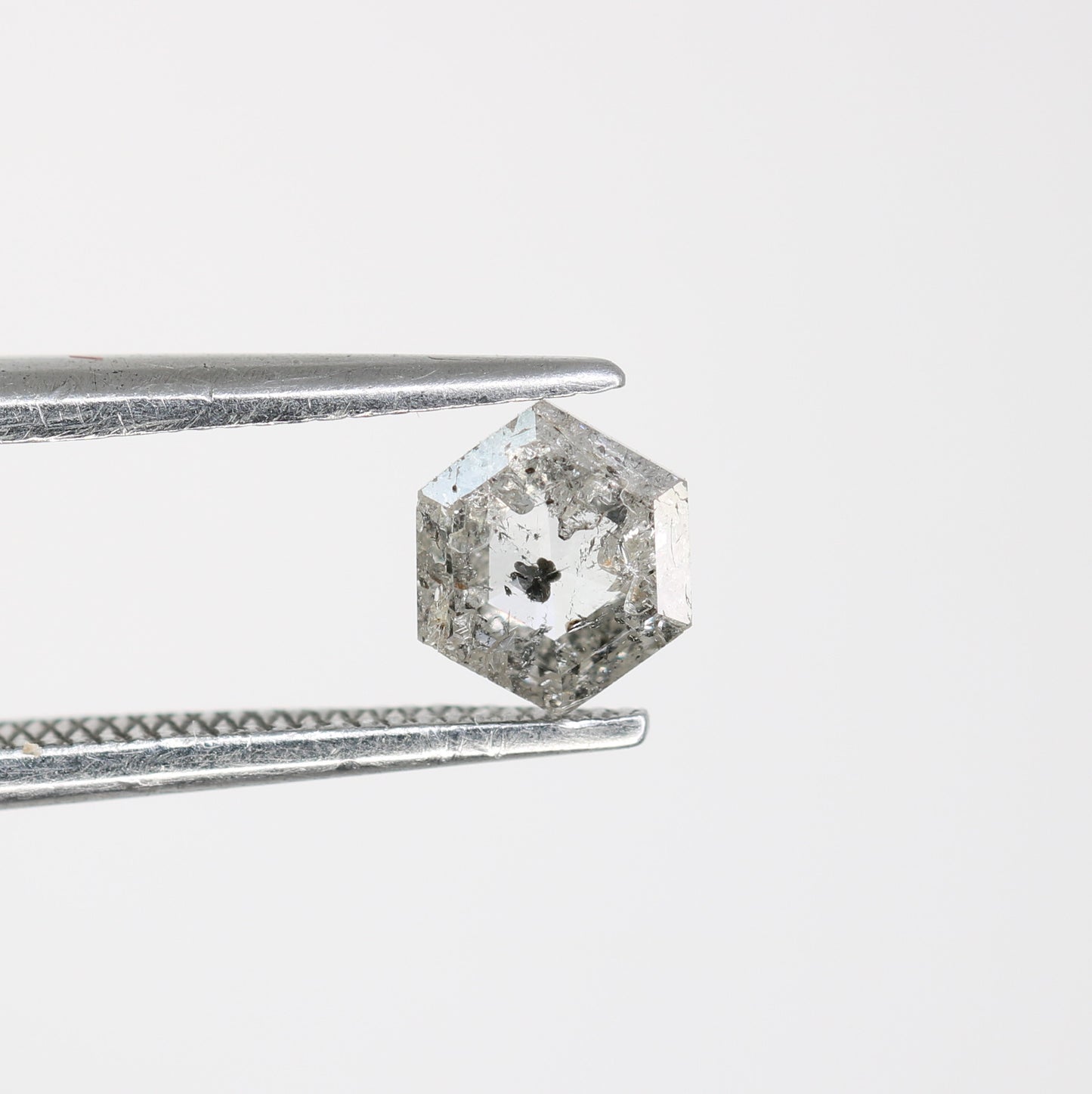 0.57 Carat Natural Hexagon Salt and Pepper Diamond – Elegant Loose Gem for Custom Wedding Rings - JayKrishna Diamond