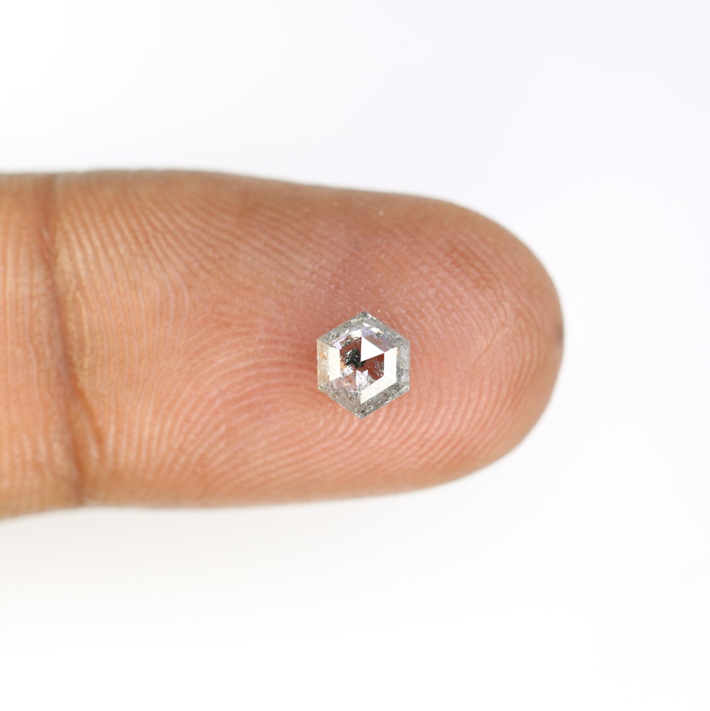0.57 Carat Natural Hexagon Salt and Pepper Diamond – Elegant Loose Gem for Custom Wedding Rings - JayKrishna Diamond