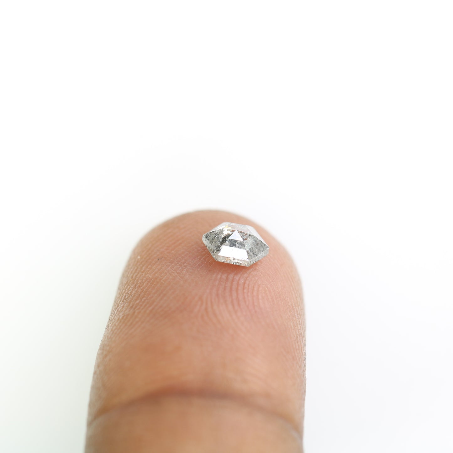 0.57 Carat Natural Hexagon Salt and Pepper Diamond – Elegant Loose Gem for Custom Wedding Rings - JayKrishna Diamond