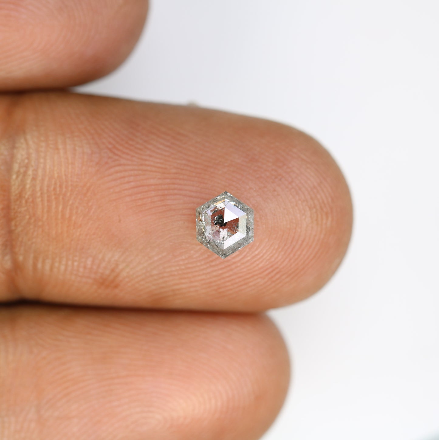 0.57 Carat Natural Hexagon Salt and Pepper Diamond – Elegant Loose Gem for Custom Wedding Rings - JayKrishna Diamond