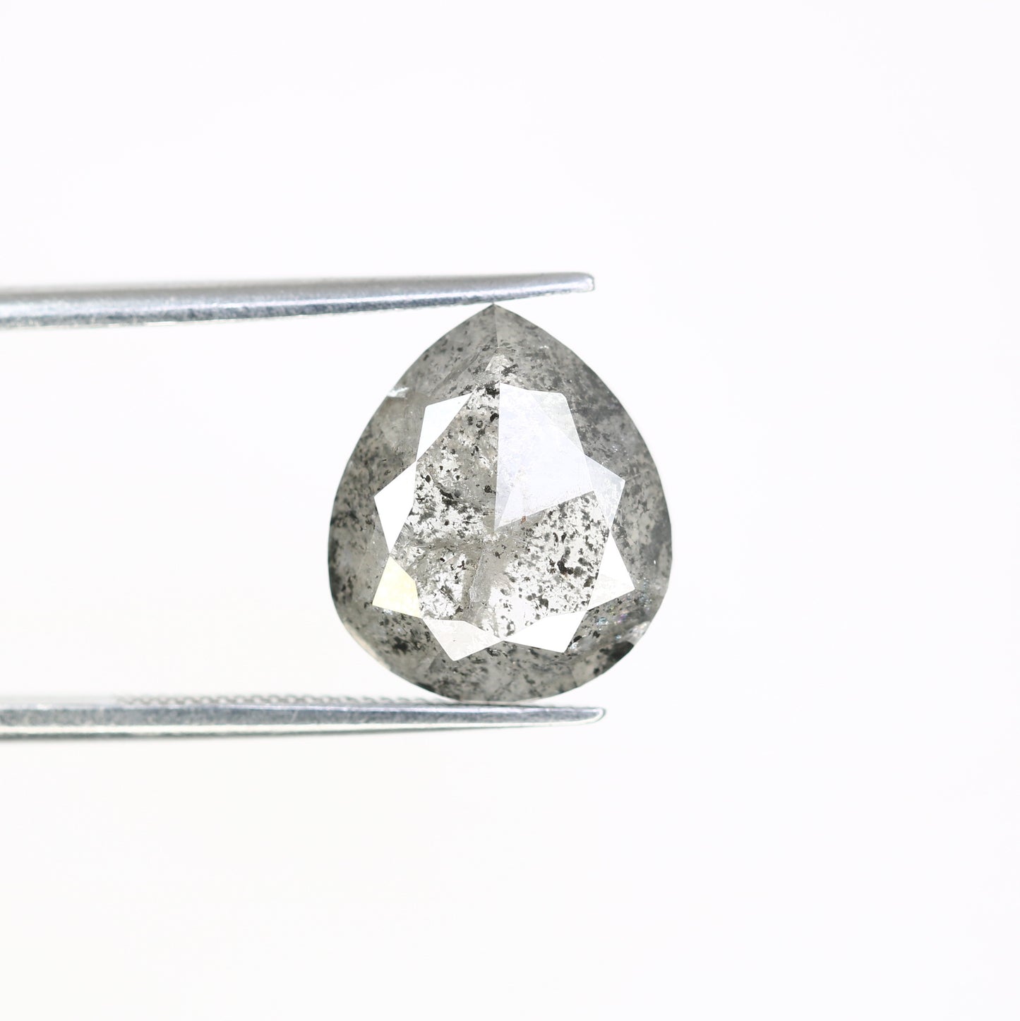 4.20 CT 12.10 MM Pear Shape Natural Salt And Pepper Loose Diamond For Engagement Ring - JayKrishna Diamond
