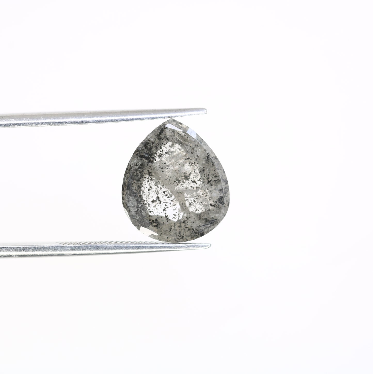 4.20 CT 12.10 MM Pear Shape Natural Salt And Pepper Loose Diamond For Engagement Ring - JayKrishna Diamond