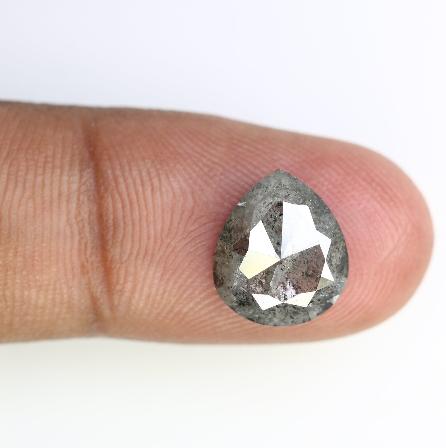 4.20 CT 12.10 MM Pear Shape Natural Salt And Pepper Loose Diamond For Engagement Ring - JayKrishna Diamond