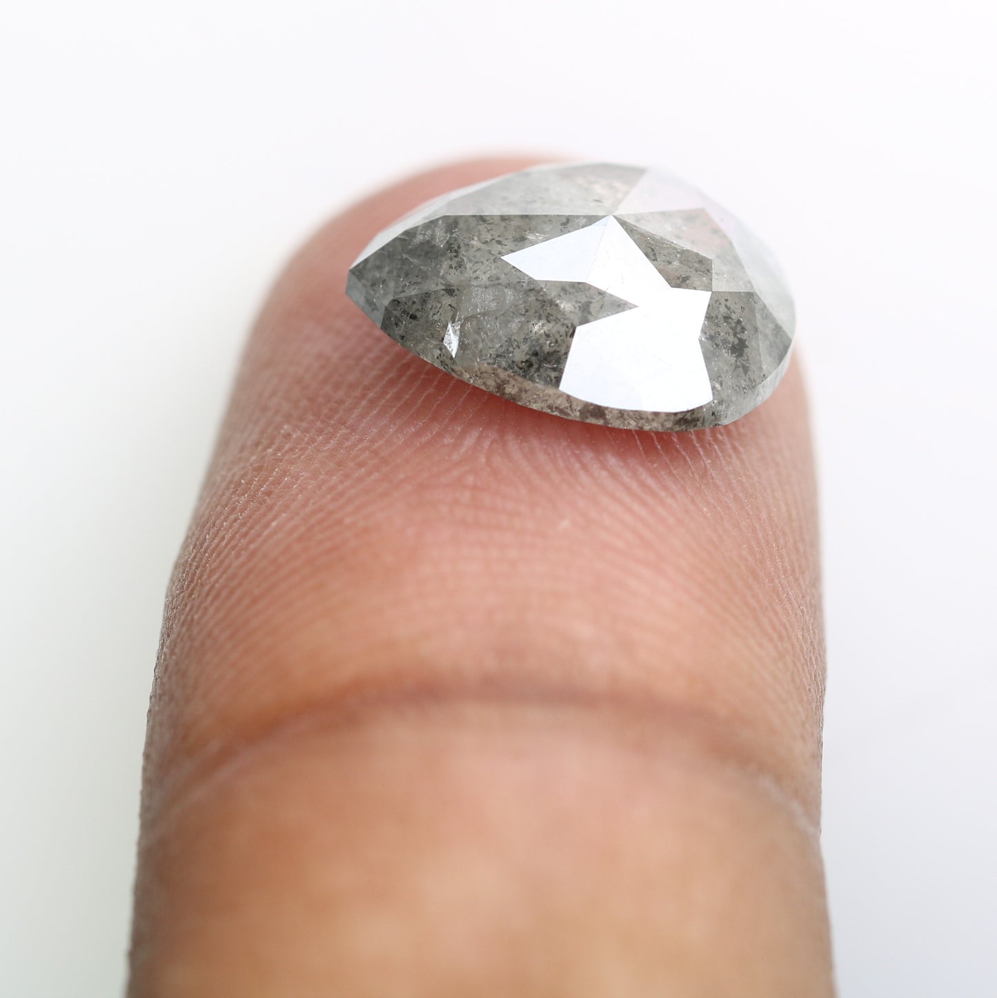 4.20 CT 12.10 MM Pear Shape Natural Salt And Pepper Loose Diamond For Engagement Ring - JayKrishna Diamond