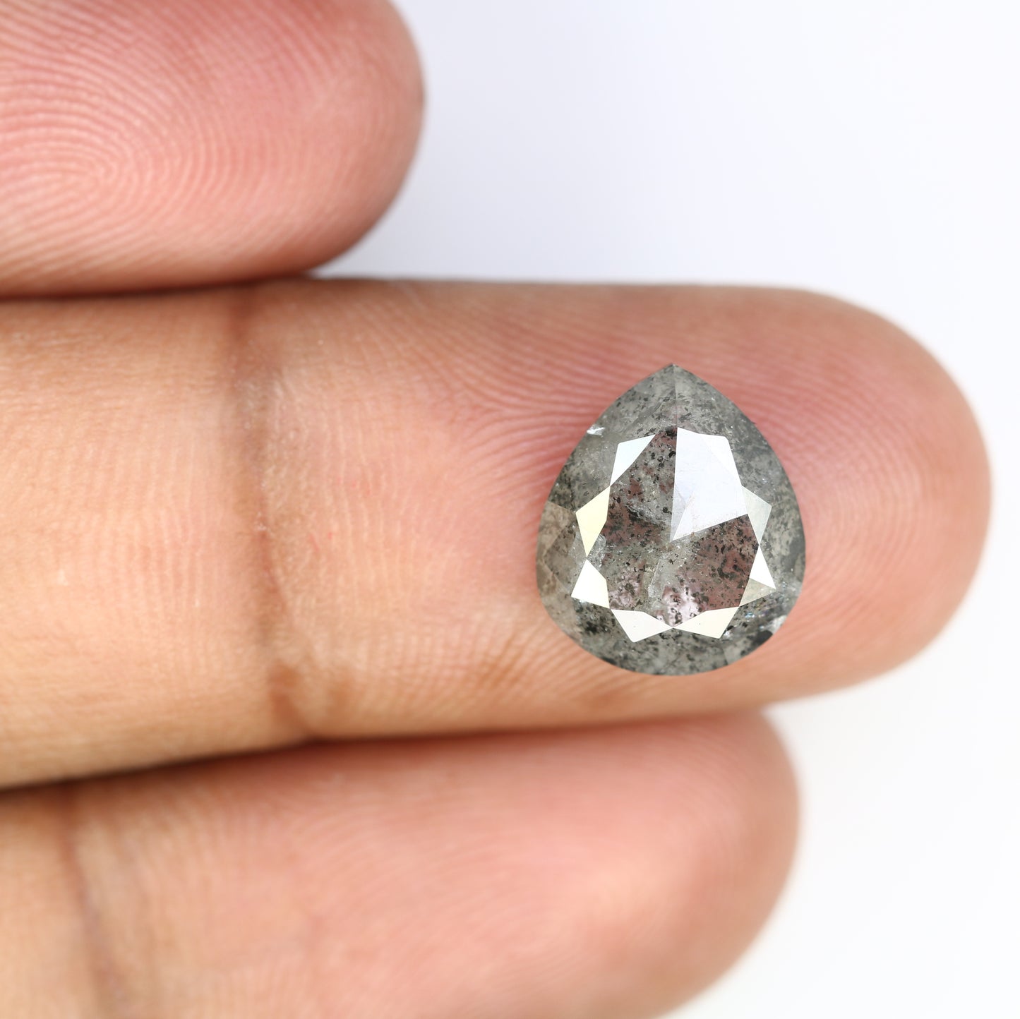4.20 CT 12.10 MM Pear Shape Natural Salt And Pepper Loose Diamond For Engagement Ring - JayKrishna Diamond