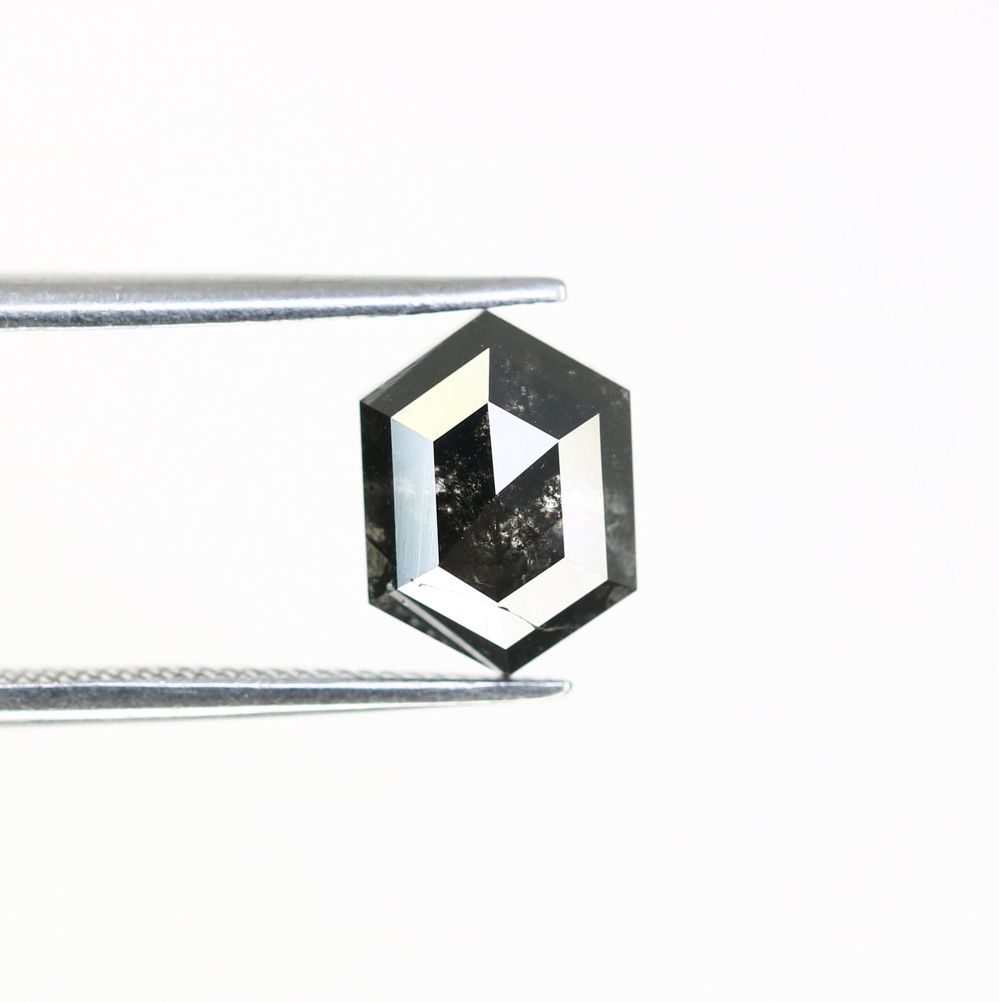 2.73 CT Elongated Hexagon Shape Salt And Pepper 9.20 MM Diamond For Wedding Band - JayKrishna Diamond