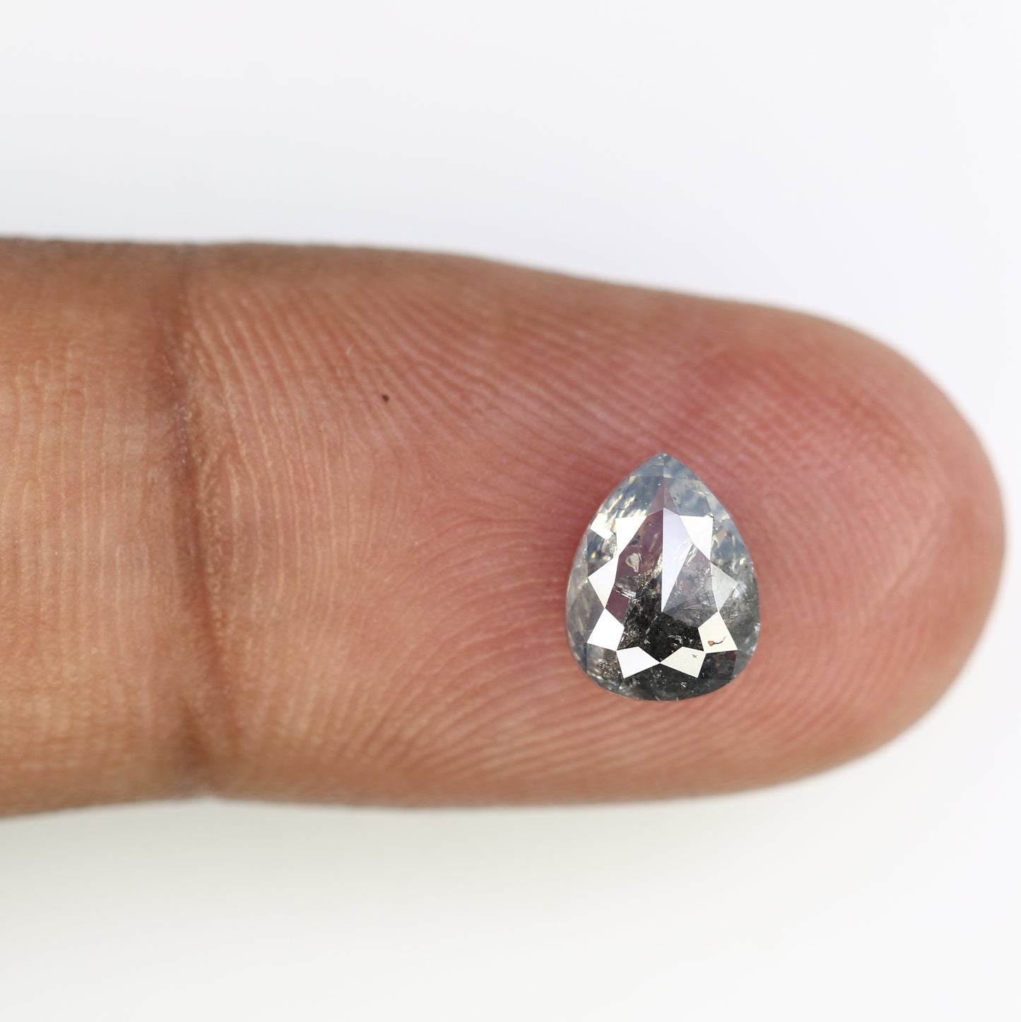 1.40 CT 8.00 MM Pear Shape Salt And Pepper Diamond For Proposal Ring - JayKrishna Diamond