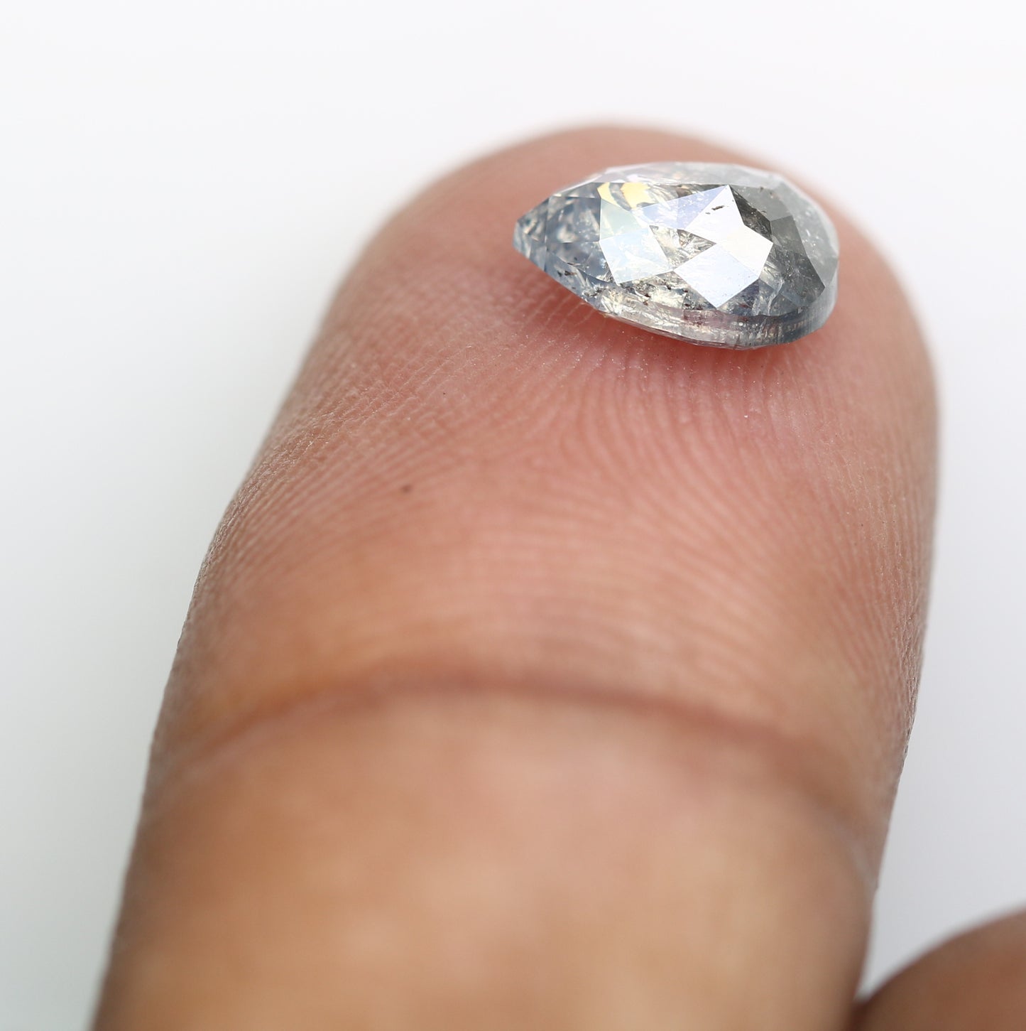 1.40 CT 8.00 MM Pear Shape Salt And Pepper Diamond For Proposal Ring - JayKrishna Diamond