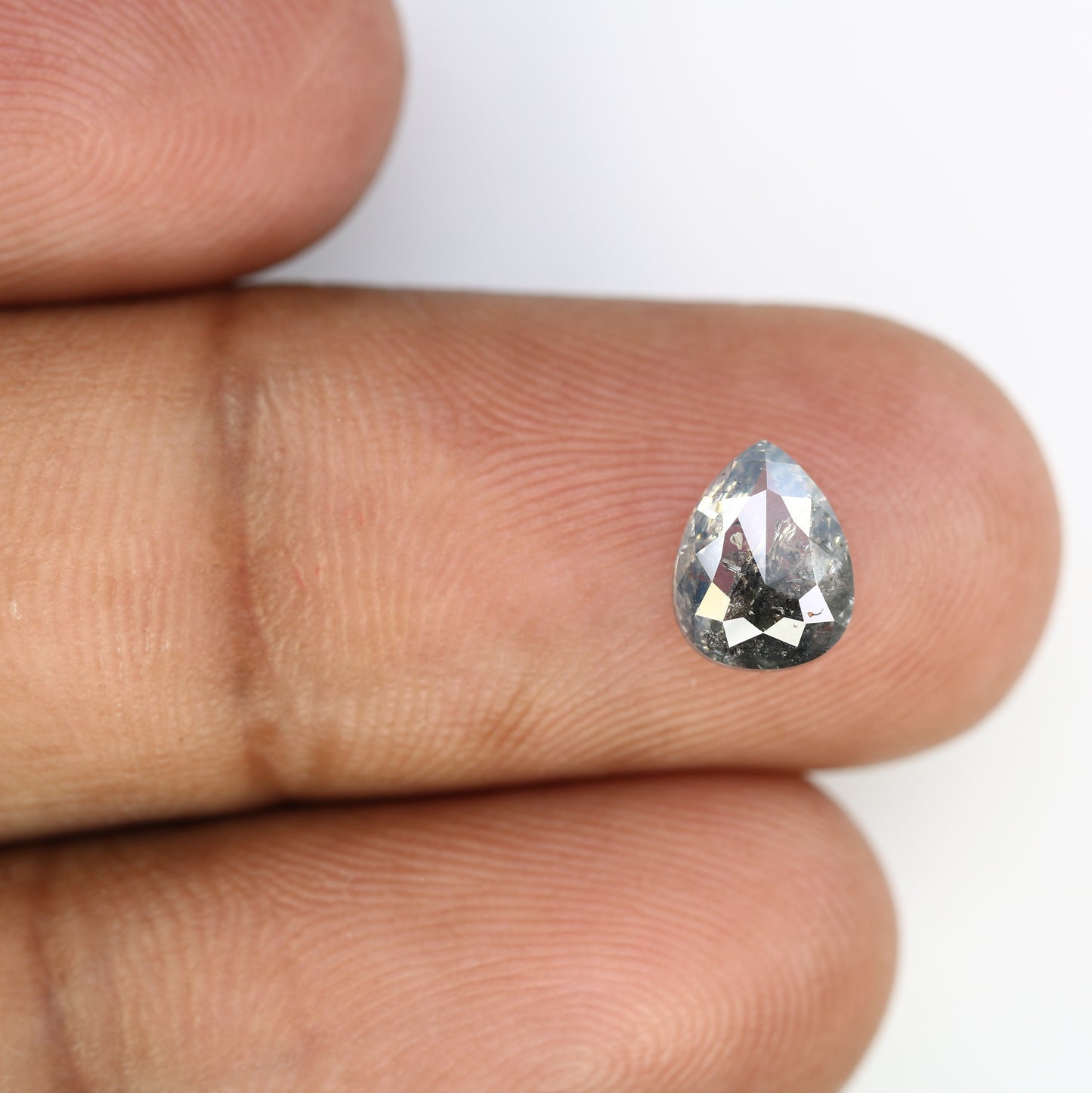 1.40 CT 8.00 MM Pear Shape Salt And Pepper Diamond For Proposal Ring - JayKrishna Diamond