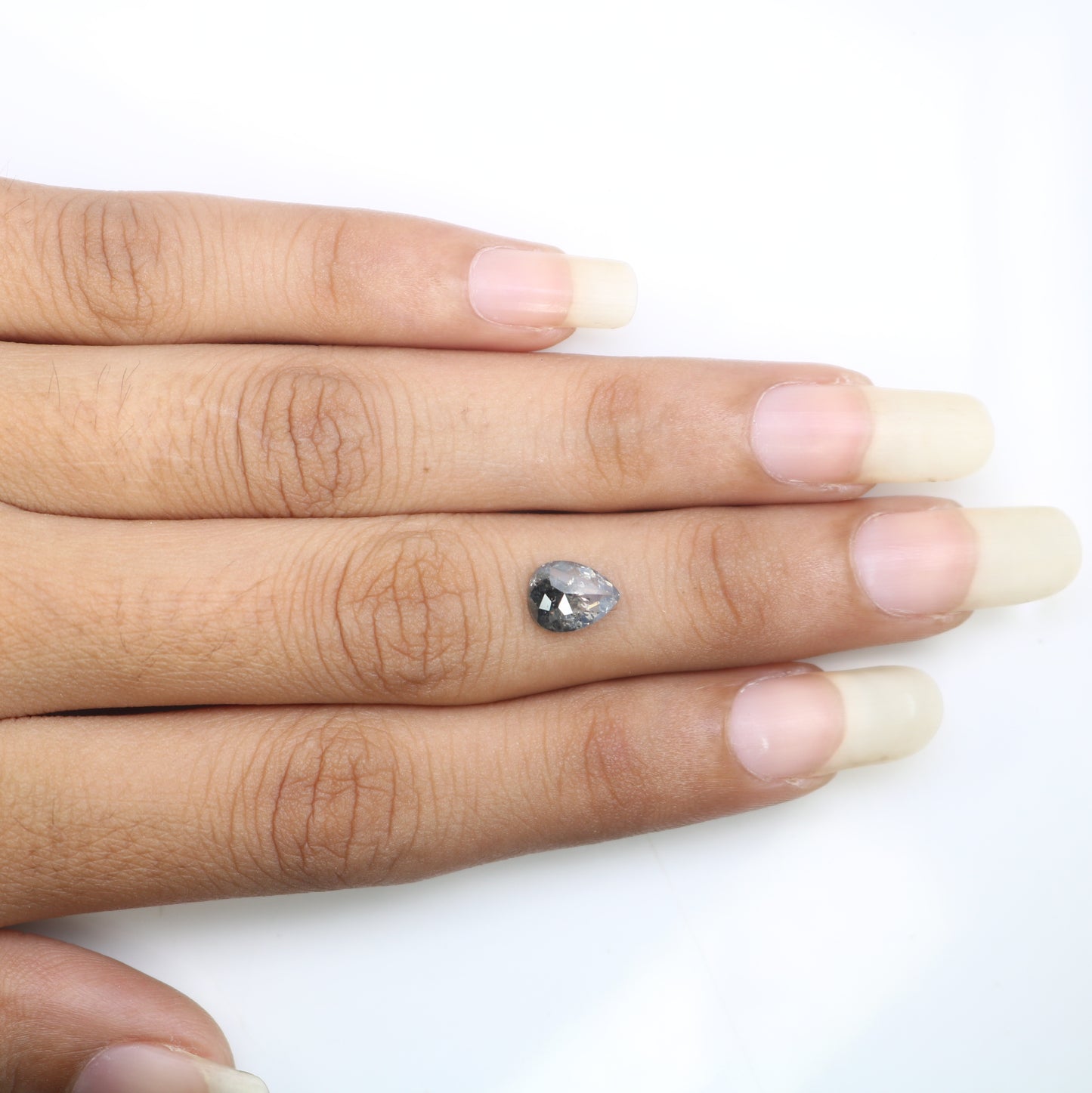 1.40 CT 8.00 MM Pear Shape Salt And Pepper Diamond For Proposal Ring - JayKrishna Diamond