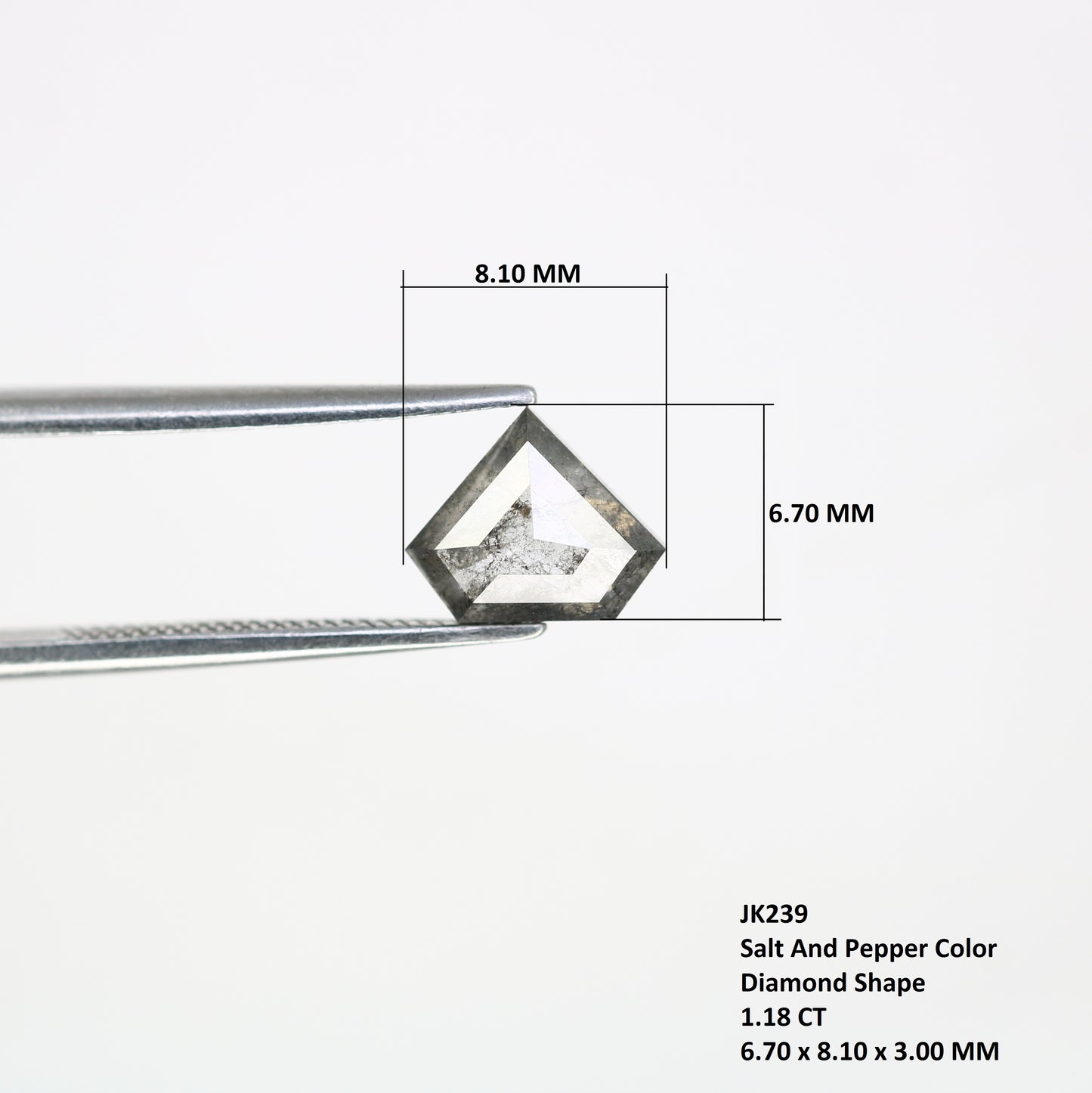 1.18 CT 6.70 MM Diamond Cut Salt And Pepper Diamond For Statement Ring - JayKrishna Diamond