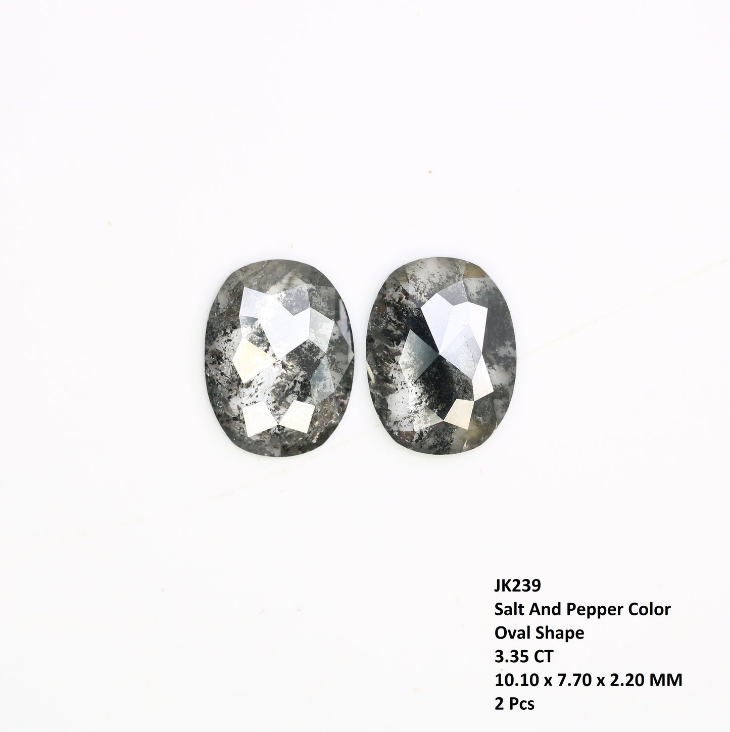 3.35 CT Oval Shape 10.10 MM Salt And Pepper Pair Diamond For Designer Earrings - JayKrishna Diamond