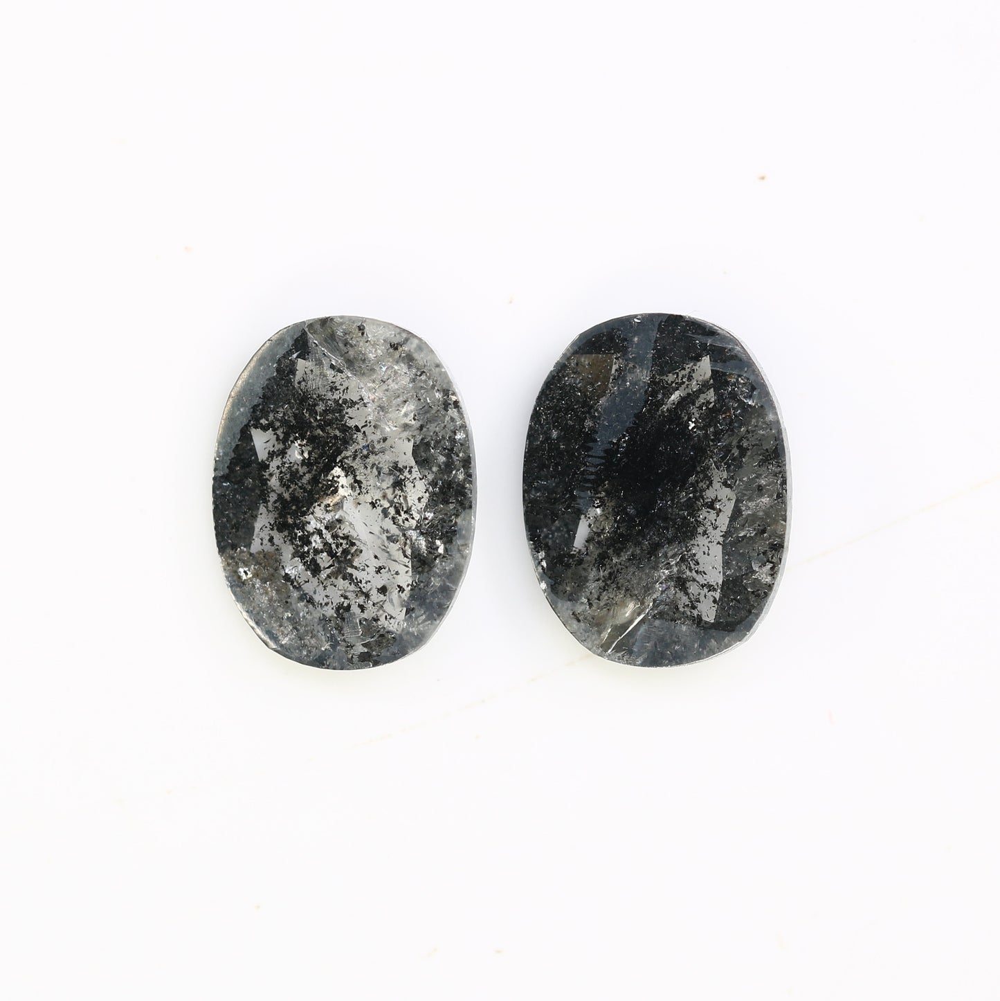 3.35 CT Oval Shape 10.10 MM Salt And Pepper Pair Diamond For Designer Earrings - JayKrishna Diamond