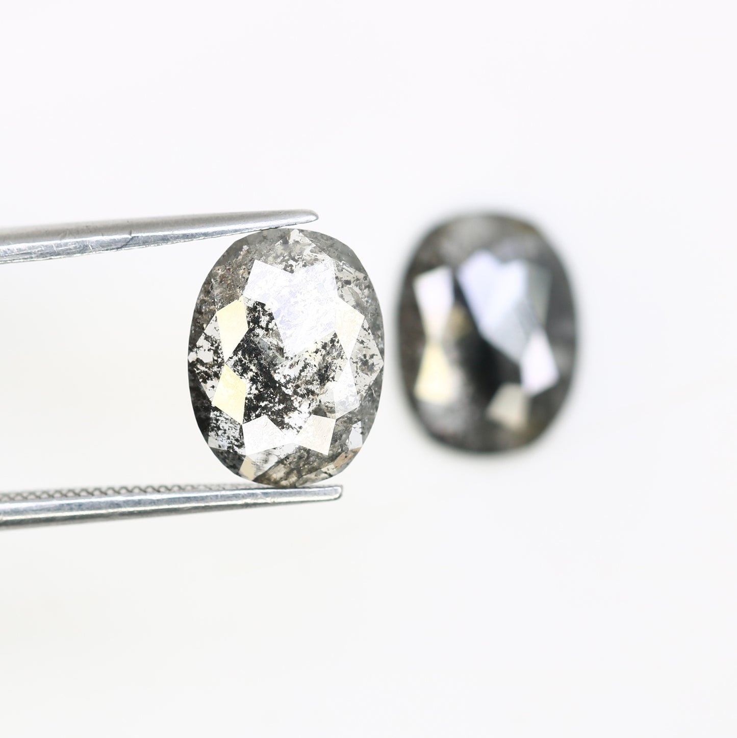 3.35 CT Oval Shape 10.10 MM Salt And Pepper Pair Diamond For Designer Earrings - JayKrishna Diamond