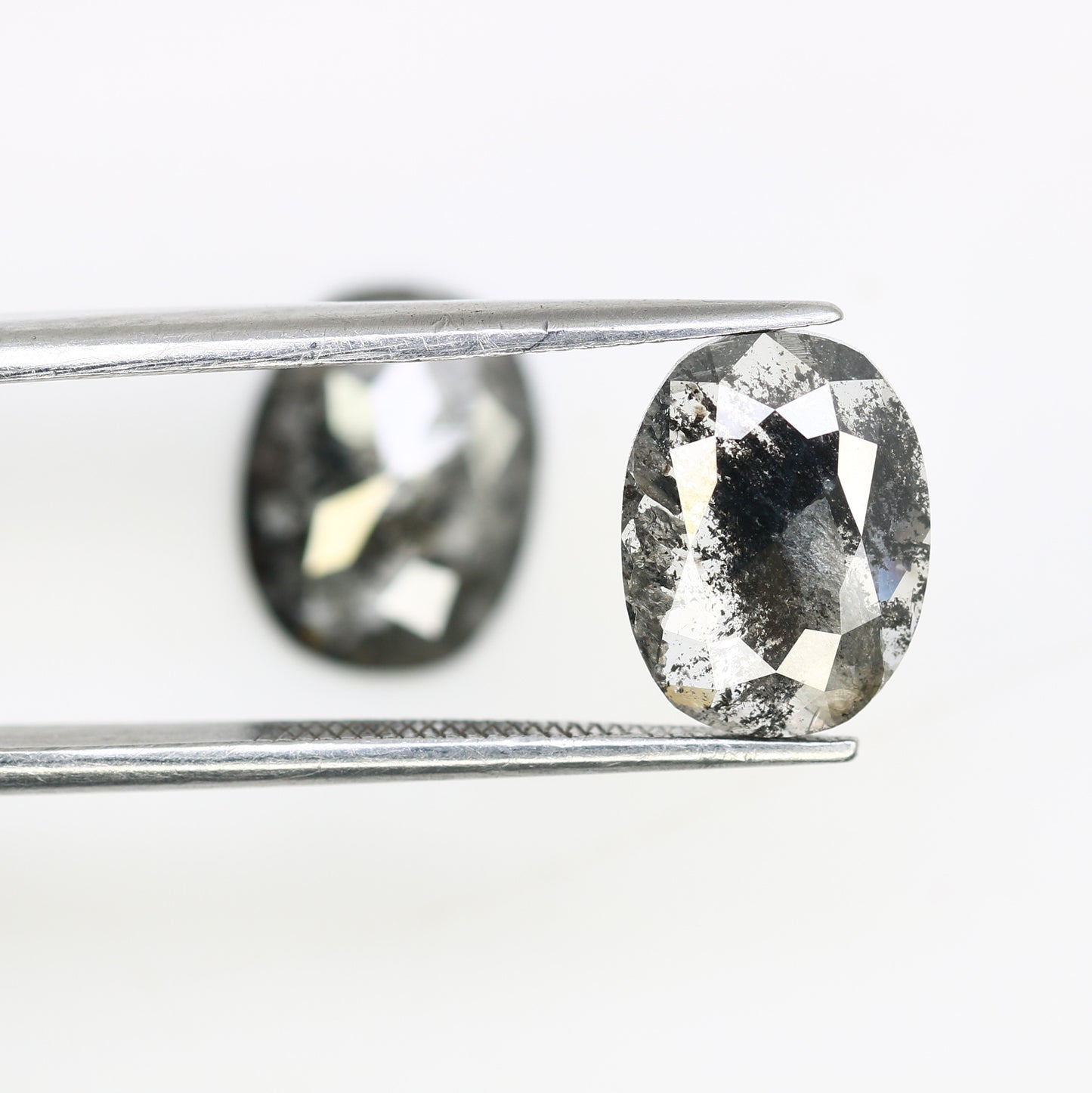 3.35 CT Oval Shape 10.10 MM Salt And Pepper Pair Diamond For Designer Earrings - JayKrishna Diamond