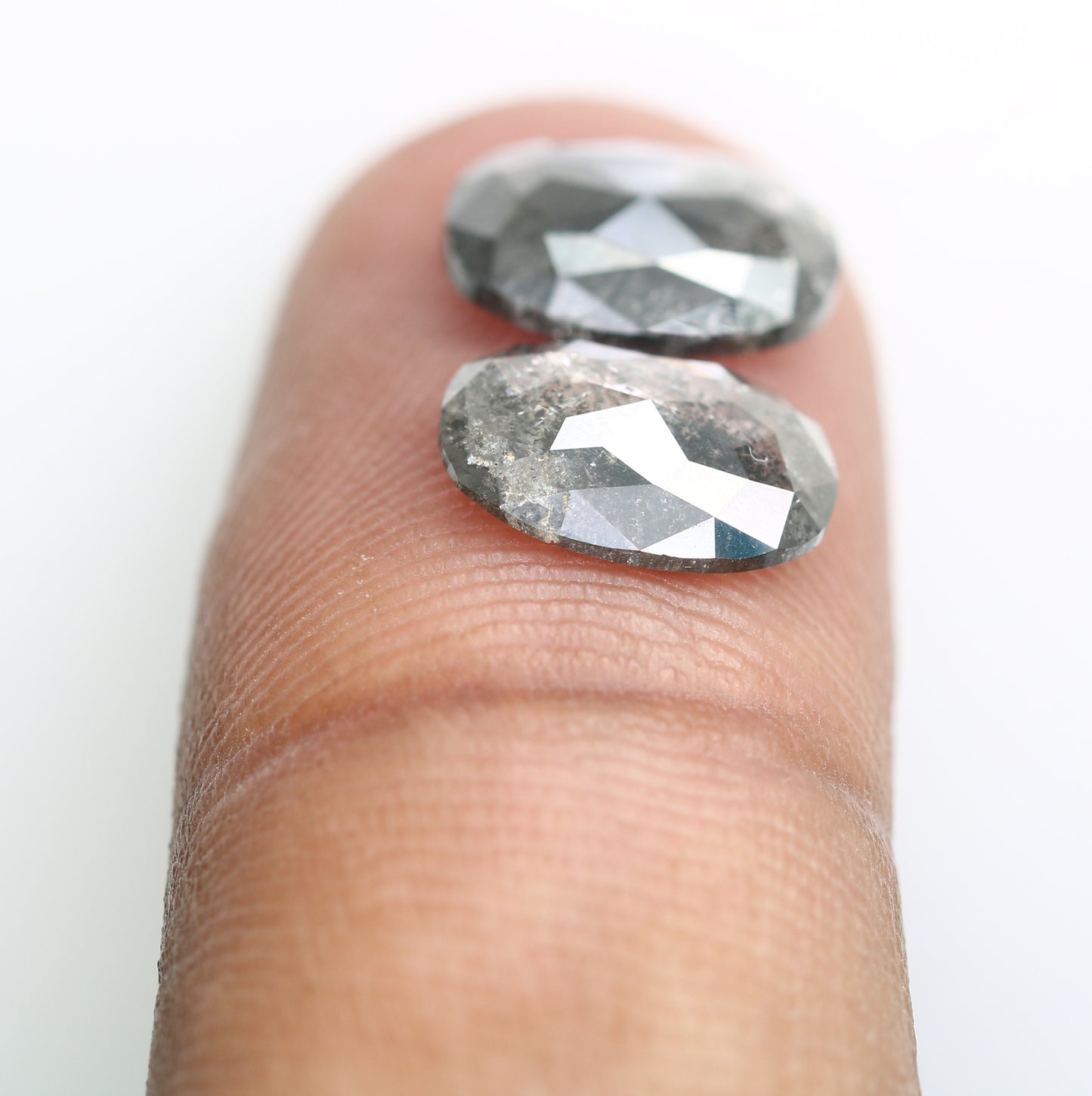 3.35 CT Oval Shape 10.10 MM Salt And Pepper Pair Diamond For Designer Earrings - JayKrishna Diamond