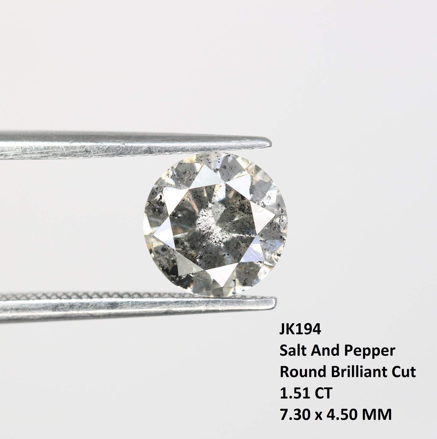 1.51 Carat Salt And Pepper Loose Round Brilliant Cut Diamond For Wedding Ring - JayKrishna Diamond