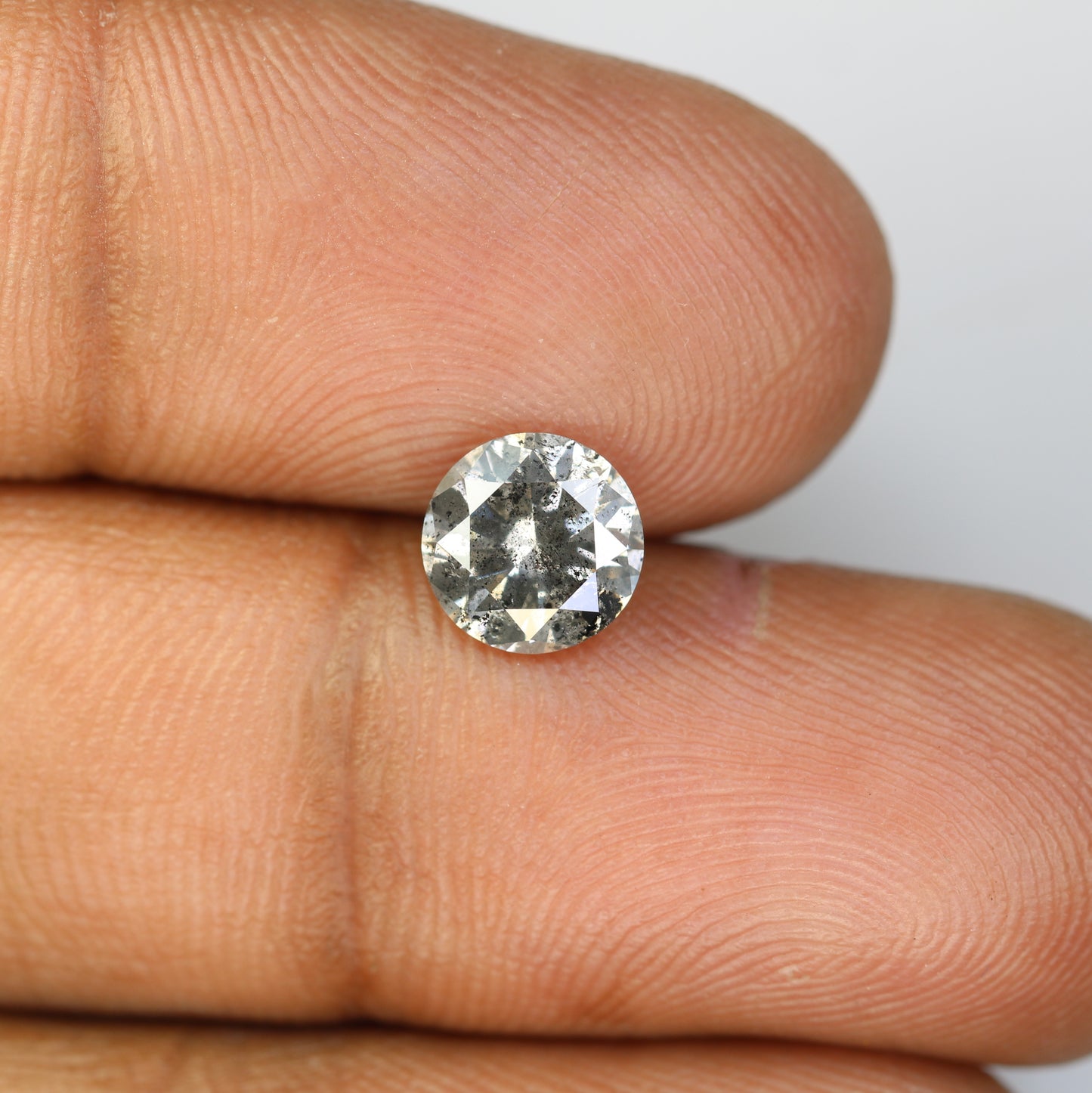 1.51 Carat Salt And Pepper Loose Round Brilliant Cut Diamond For Wedding Ring - JayKrishna Diamond
