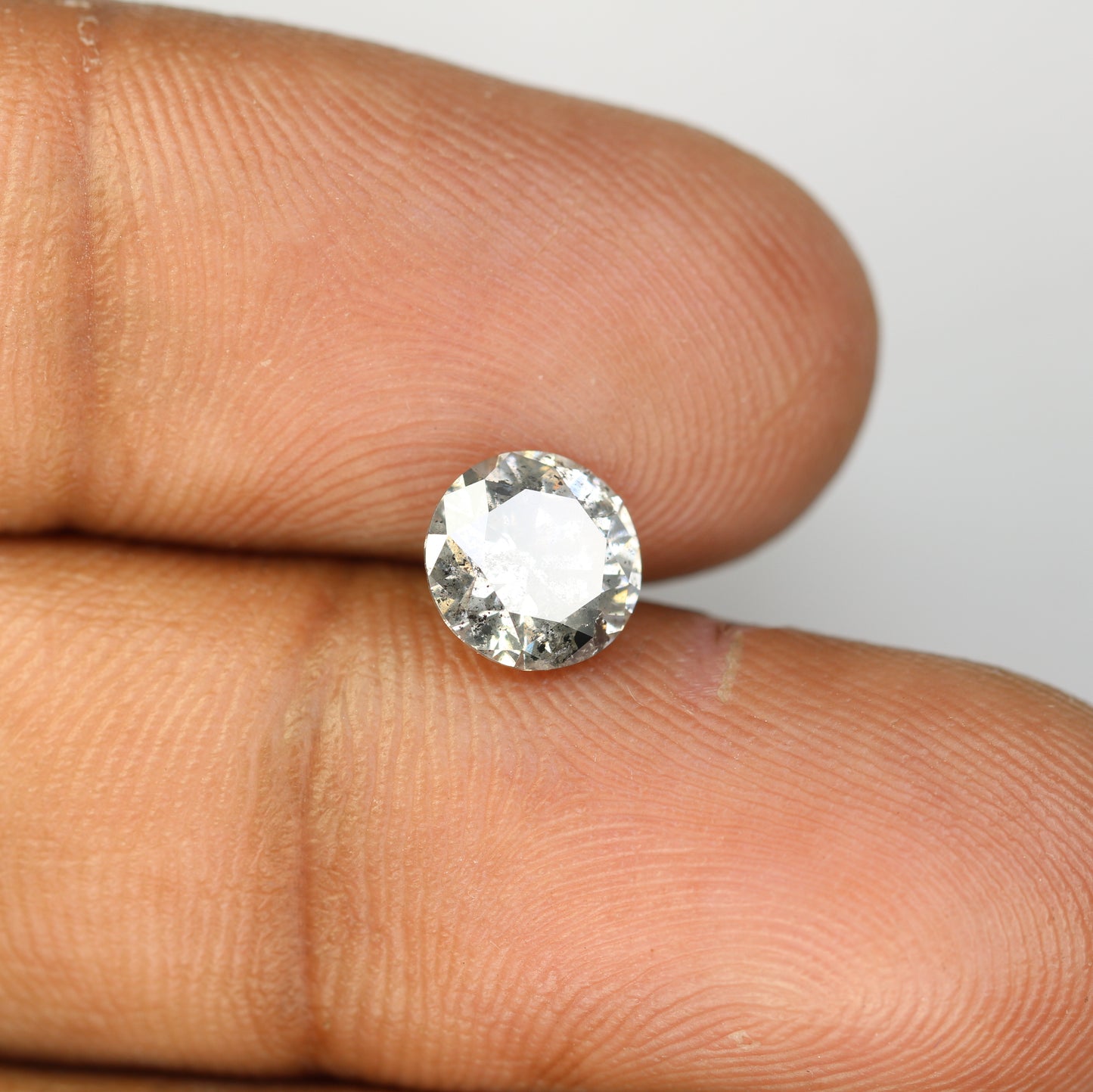 1.51 Carat Salt And Pepper Loose Round Brilliant Cut Diamond For Wedding Ring - JayKrishna Diamond