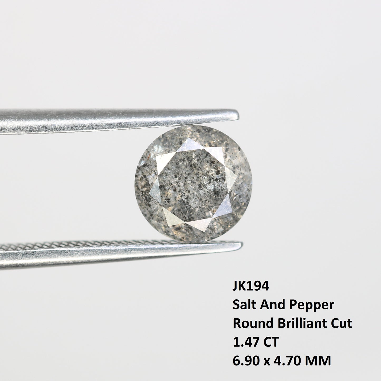 1.47 Carat Natural Salt And Pepper Round Brilliant Cut Diamond For Wedding Ring - JayKrishna Diamond