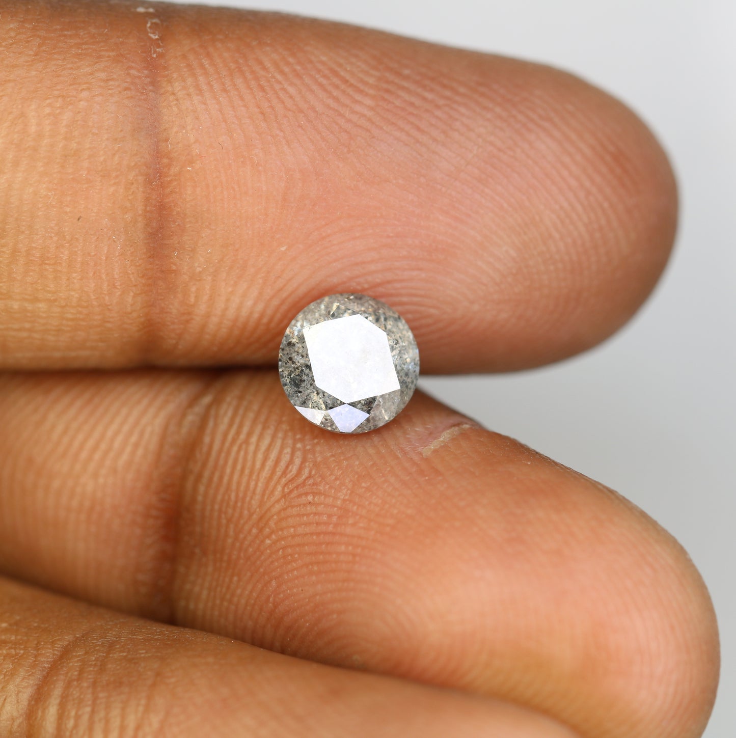 1.47 Carat Natural Salt And Pepper Round Brilliant Cut Diamond For Wedding Ring - JayKrishna Diamond