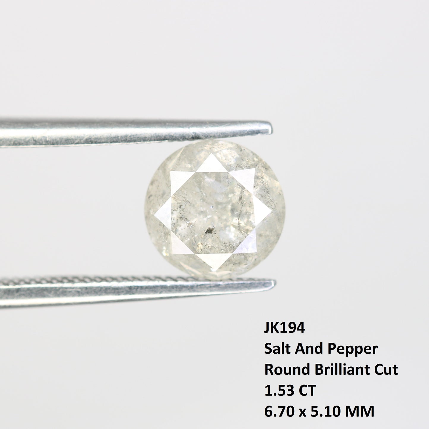 Loose Round Brilliant Cut Diamond 1.53 Carat Salt And Pepper Diamond Ring - JayKrishna Diamond