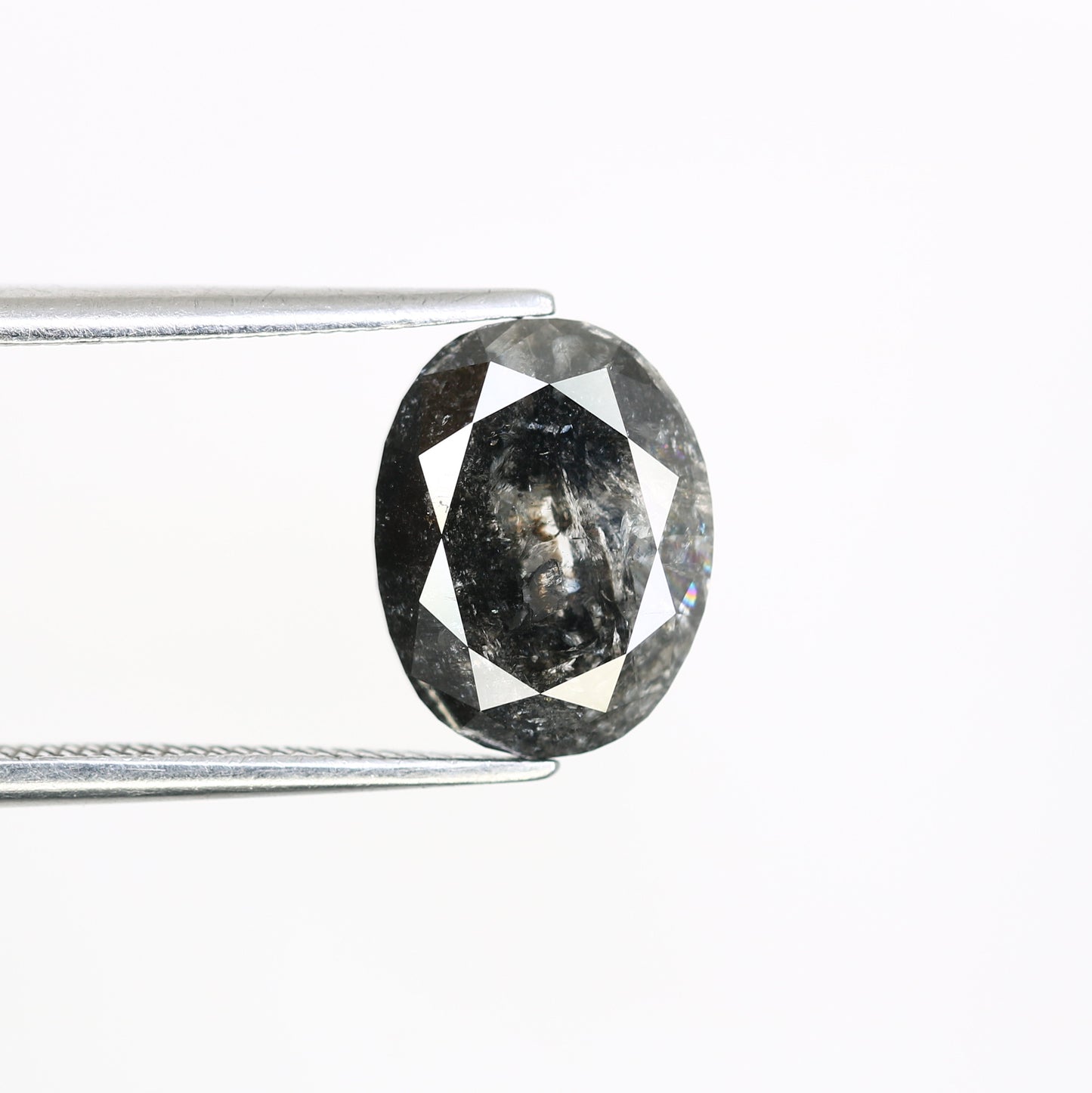 3.49 CT Salt And Pepper Oval Shape 10.40 MM Diamond For Statement Ring - JayKrishna Diamond