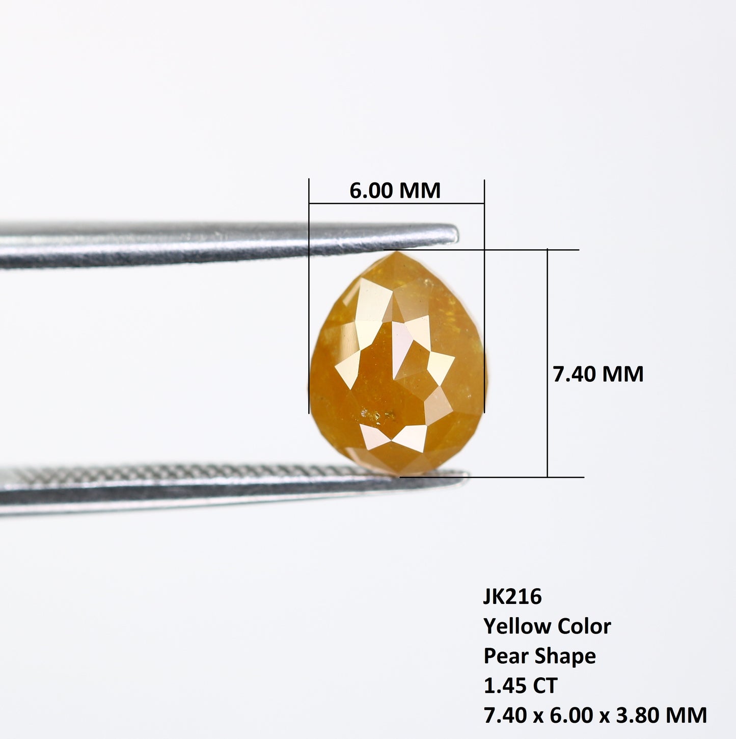 1.45 Carat Pear Shaped Diamond Ring Natural Loose Rustic Yellow Diamond - JayKrishna Diamond